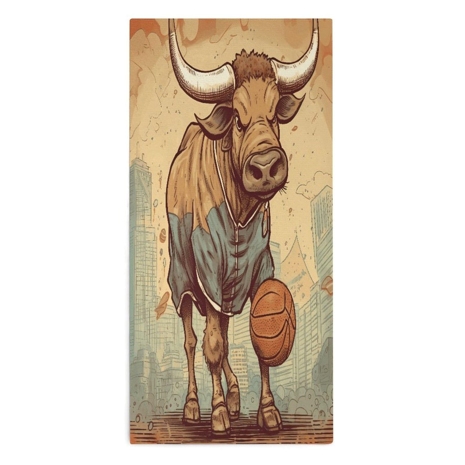 Btcowzrv Style Hand Drawn Bull Pattern Bath Towel Beach Towels Shower Towel