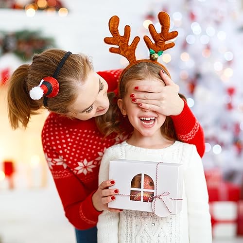 Vista 35 de COTOPHER 18 cajas de galletas de Navidad con ventana, cajas blancas de panadería de 4 x 4 x 2.5 pulgadas para regalo, mini cajas de pastel