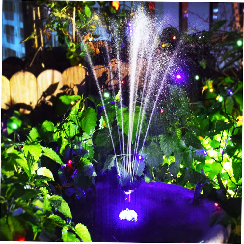 Bomba de fuente solar para baño de pájaros, bomba de agua sumergible sin escobillas de 12 V 5 W con batería incorporada, respaldo de batería, control remoto, luz LED, para patio