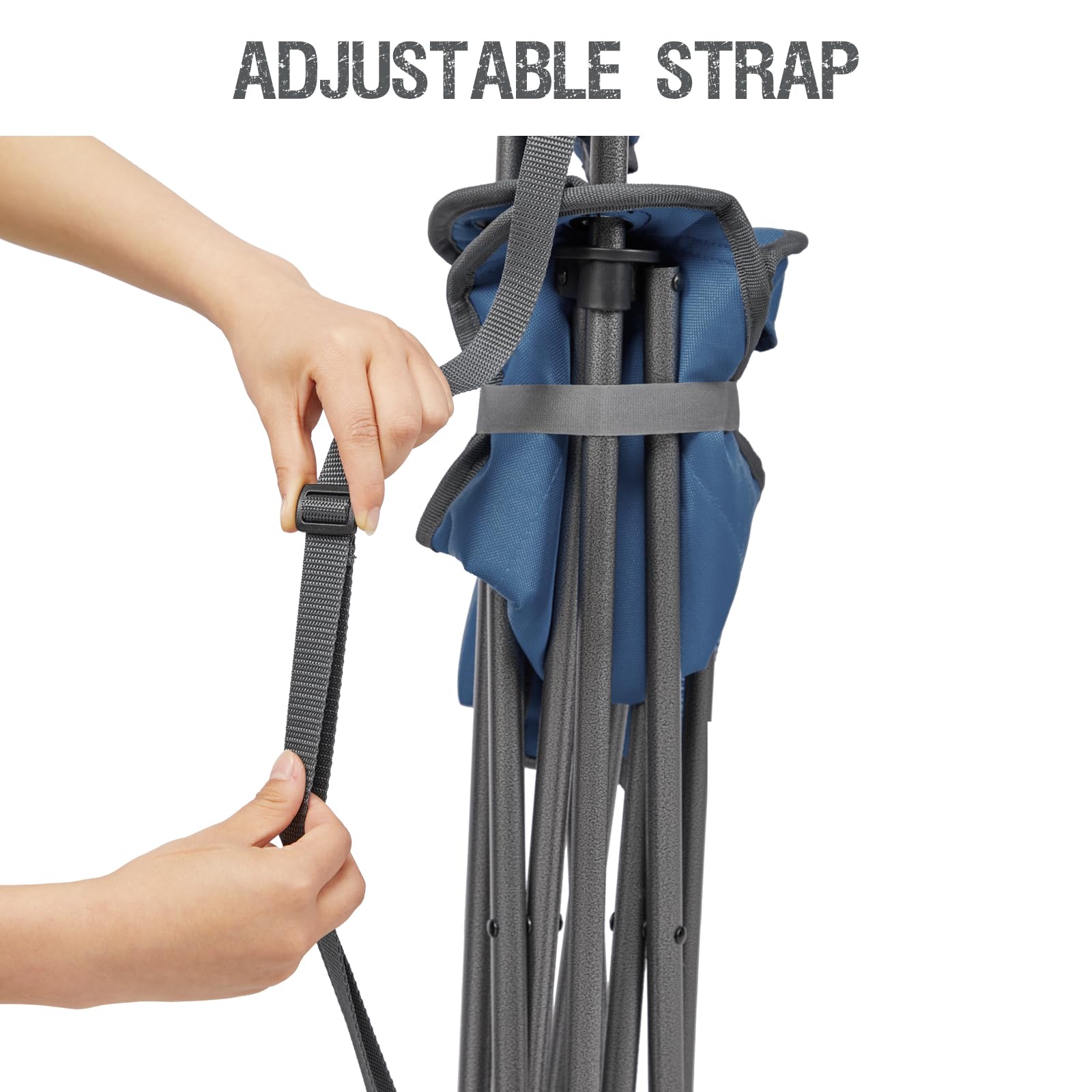PORTAL Sgabello pieghevole extra large con schienale per pesca e campeggio, con tracolla, colore: blu