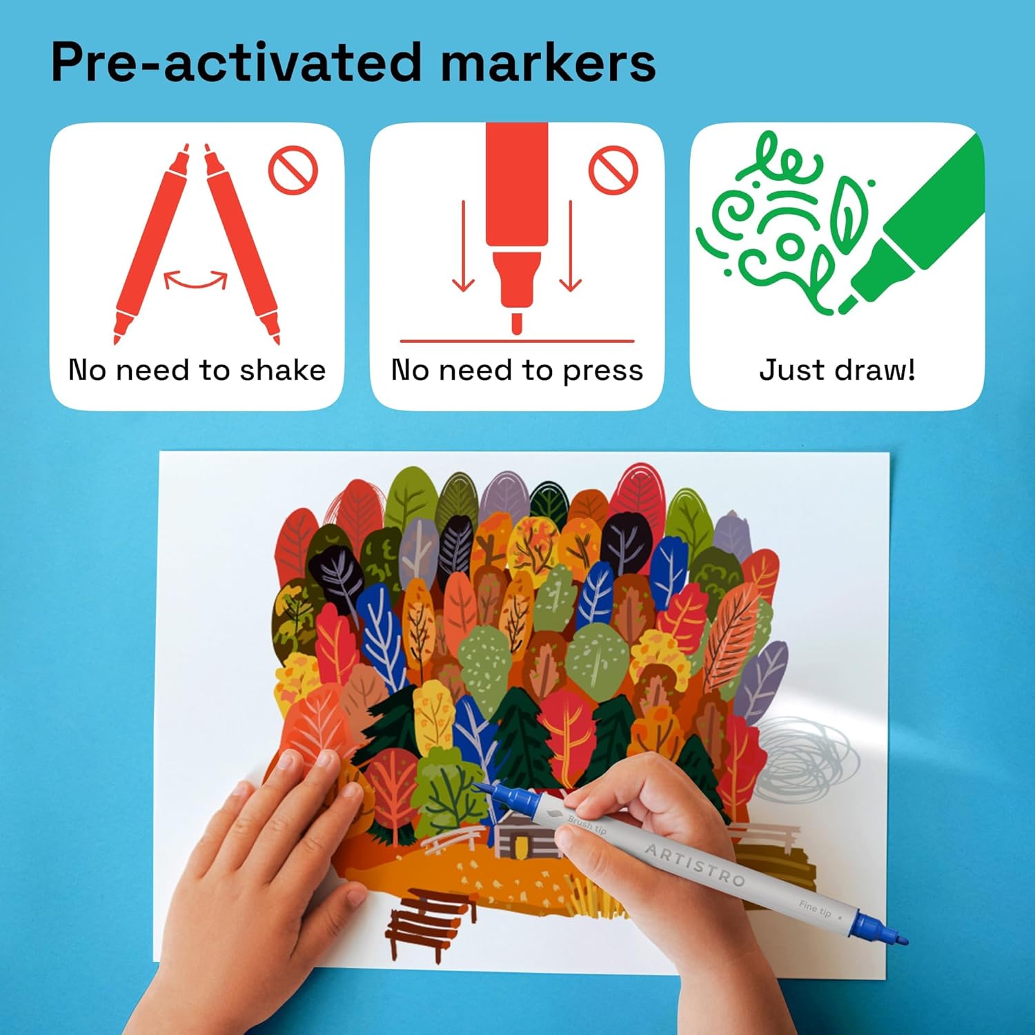 ARTISTRO 120 Acrylic Paint Markers - Paint Pens for Drawing, Brush + Fine Tips - For Fabric, Rock, Glass, Wood, DIY, Eggs - Art & Craft Supplies for Adults, Teens, Kids - Easter Basket Stuffers
