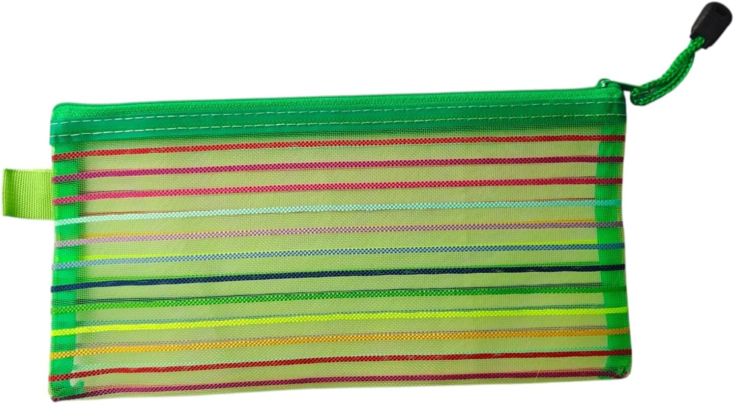 VTL Mesh Zipper Pouch for Students | Transparent Multipurpose Pencil Case | Waterproof Stationery Organizer Bag for Pens, Pencils, Cosmetics & Travel | 20 x 10 cm | Pack of 1