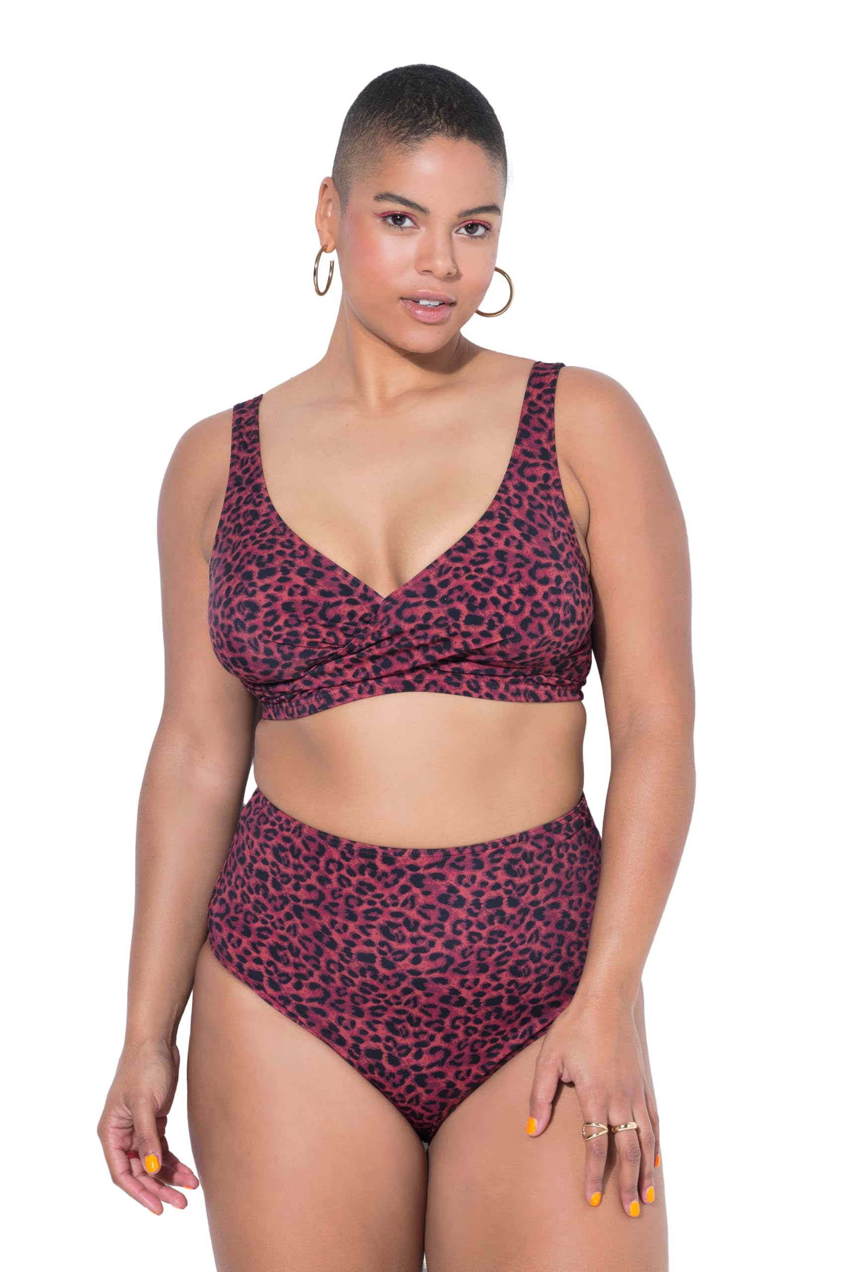 Studio Untold Damen große Größen Übergrößen Plus Size Bikini-Top, Softcups, Color-Leo, Drapierung 849741