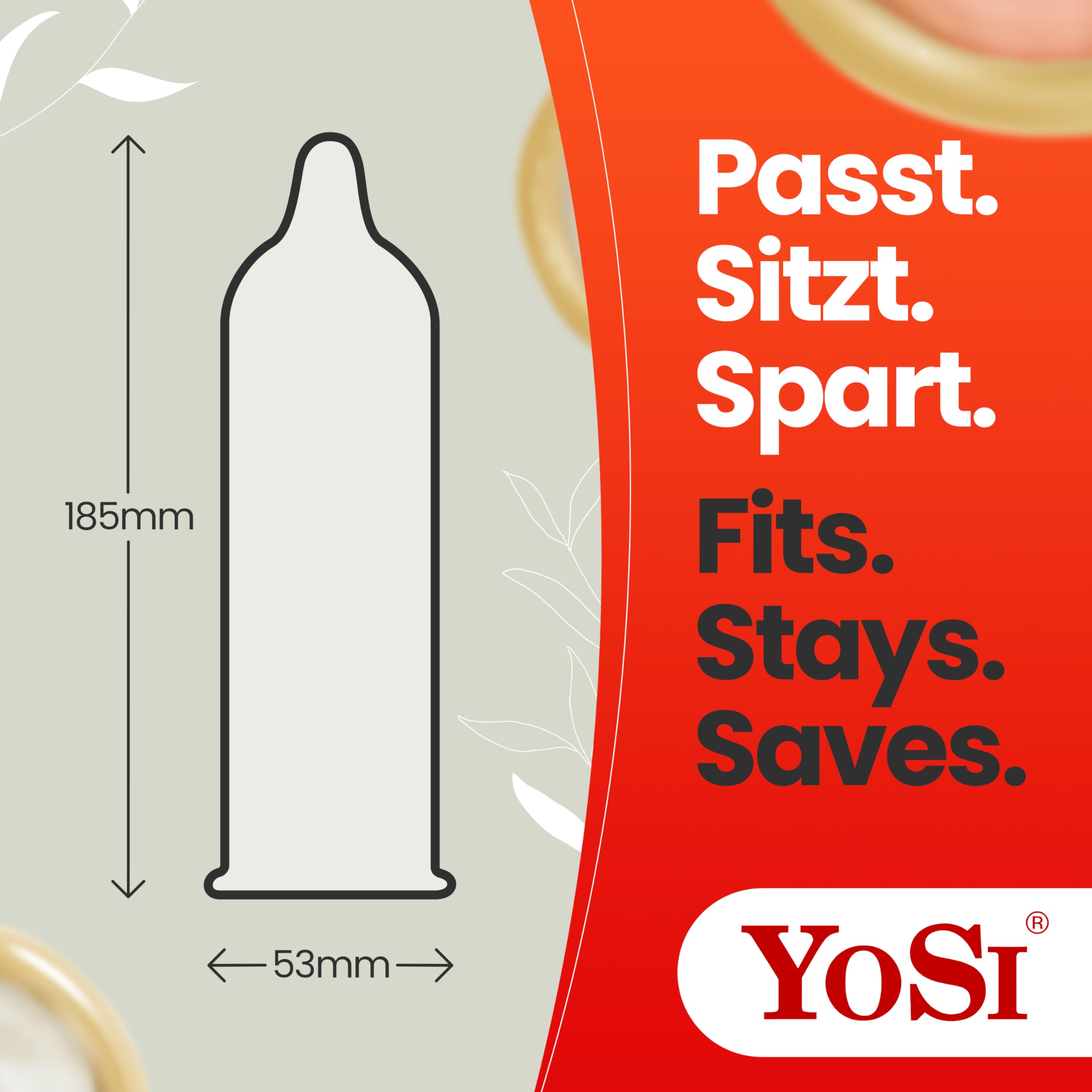 100 préservatifs de la marque YOSI « Topmix » largeur de 53 mm - Préservatifs mixtes (20x côtelés/20x ultra-fin/20x banane/20x fraise/20x raisin) - 100 pièces (2 x 50 pièces)