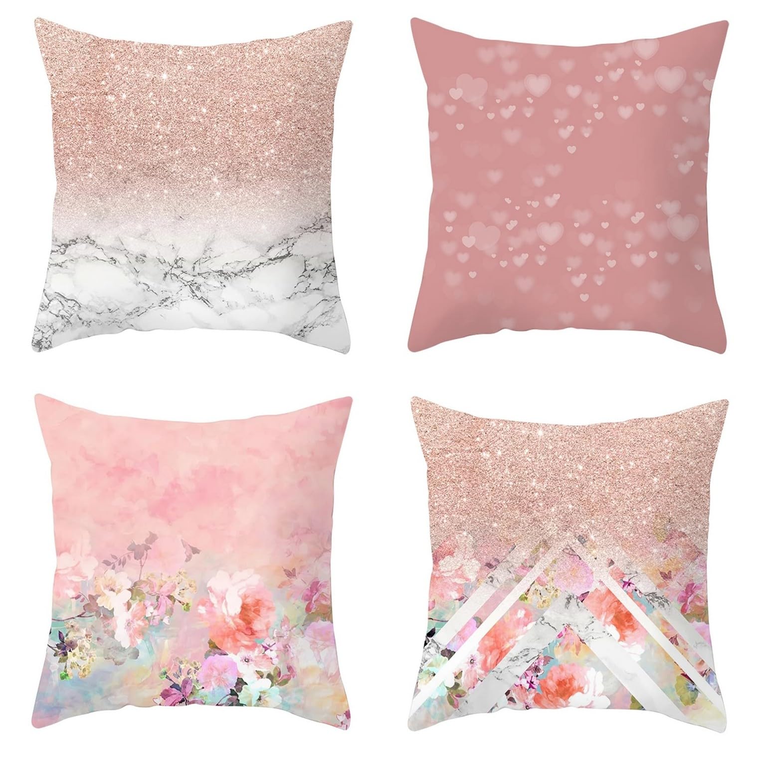 Housse de coussin polyester 50x50 cm lot de 4 motifs géométriques CEVAN