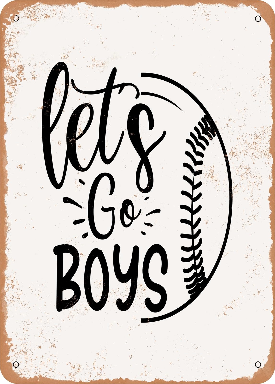 Miaomansenstore Boys Metal Sign - Lets Go - Vintage Rusty Look Home Decor
