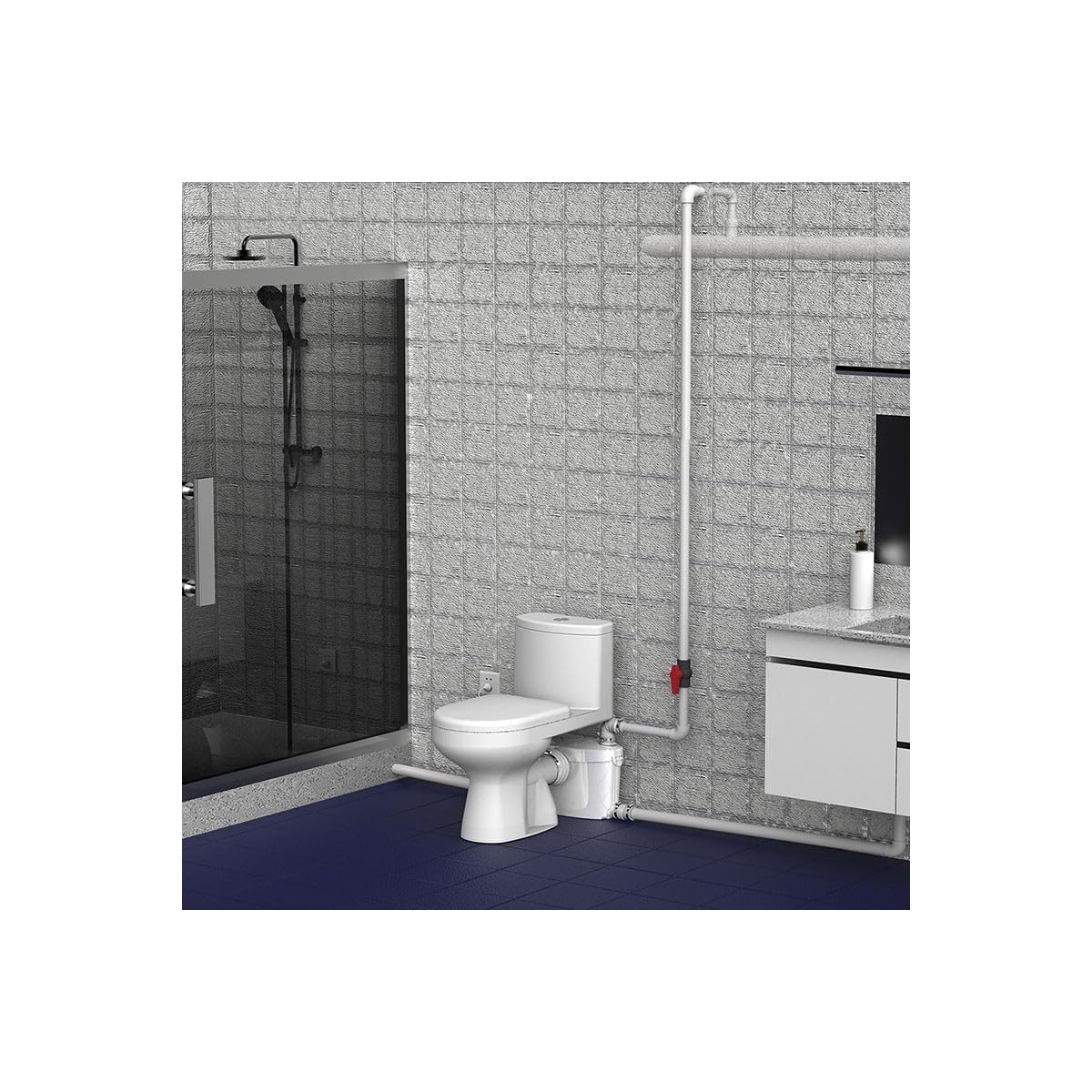 Broyeur WC Sanitaire Adaptable Silencieux marque Française BSF-550-UP | Broyeur Sanitaire avec Trappe de Maintenance rapide pour salle de Bain et WC, Puissance de Relevage et Broyage 550 watts