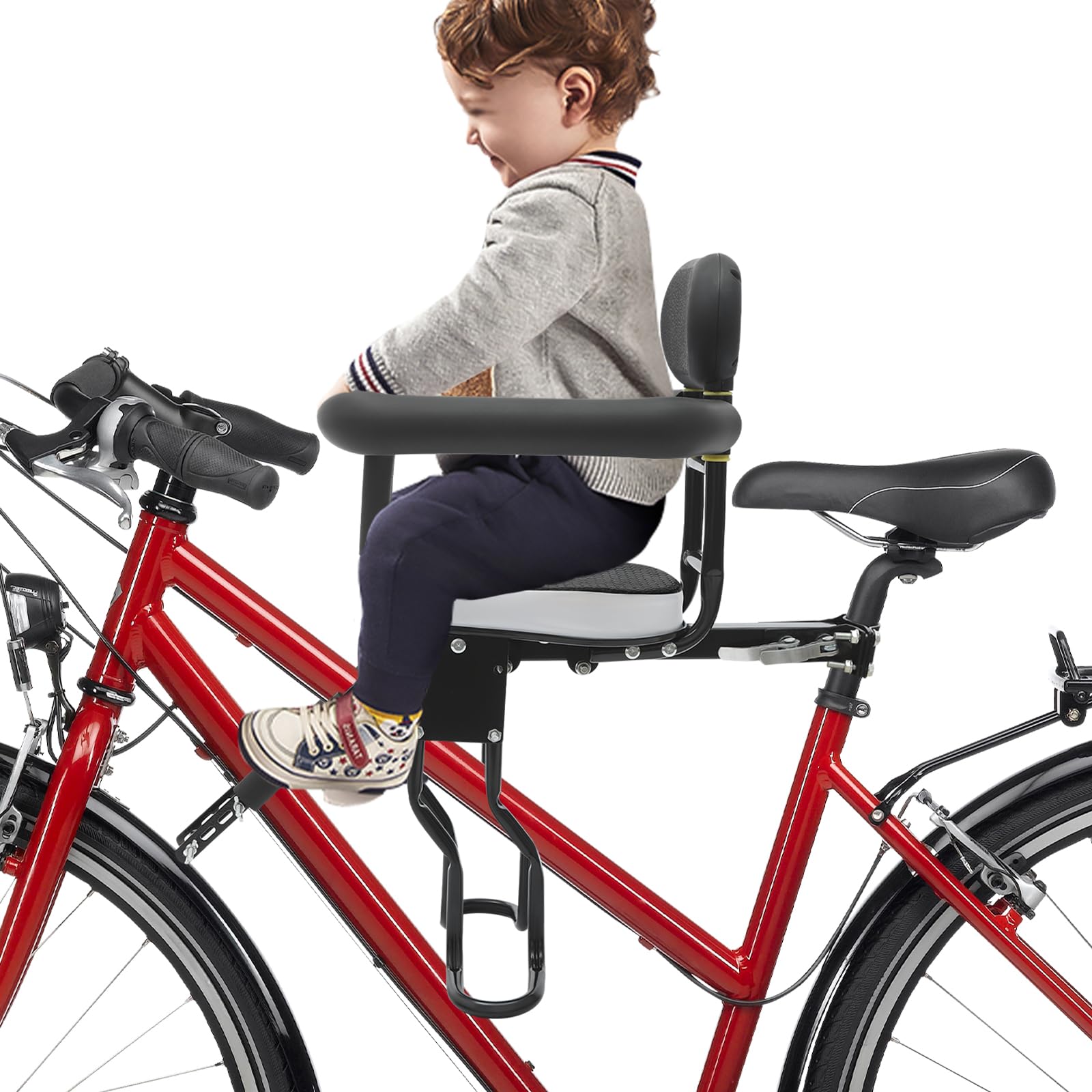 Dziecięce siodełko rowerowe z regulowanymi pedałami i rozstawem siedziska, nośność 80 kg, dla dzieci w wieku 1-5 lat, odpowiednie do rowerów, rowerów elektrycznych i górskich, czarne