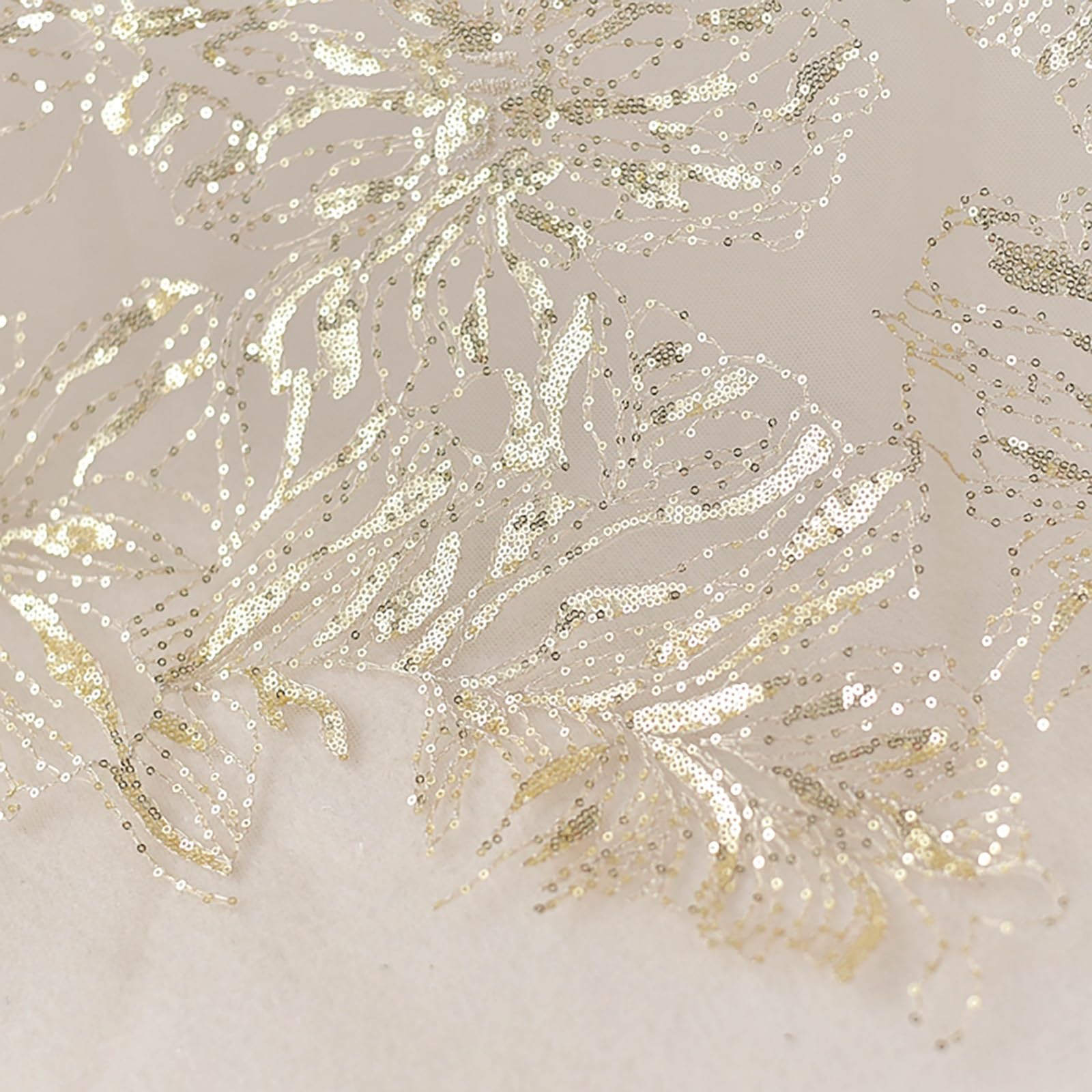 Tessuto Stoffa a Metro Tessuto ricamato in pizzo dorato con paillettes per cucire, per abiti da sposa, in tulle a rete, per decorazioni per la casa, per interni ed esterni(L 12 m)