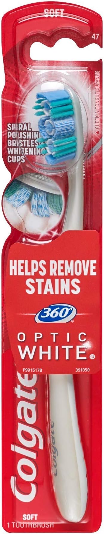 Colgate 360 Optic White Full Head Toothbrush, Medium (2 Pack)