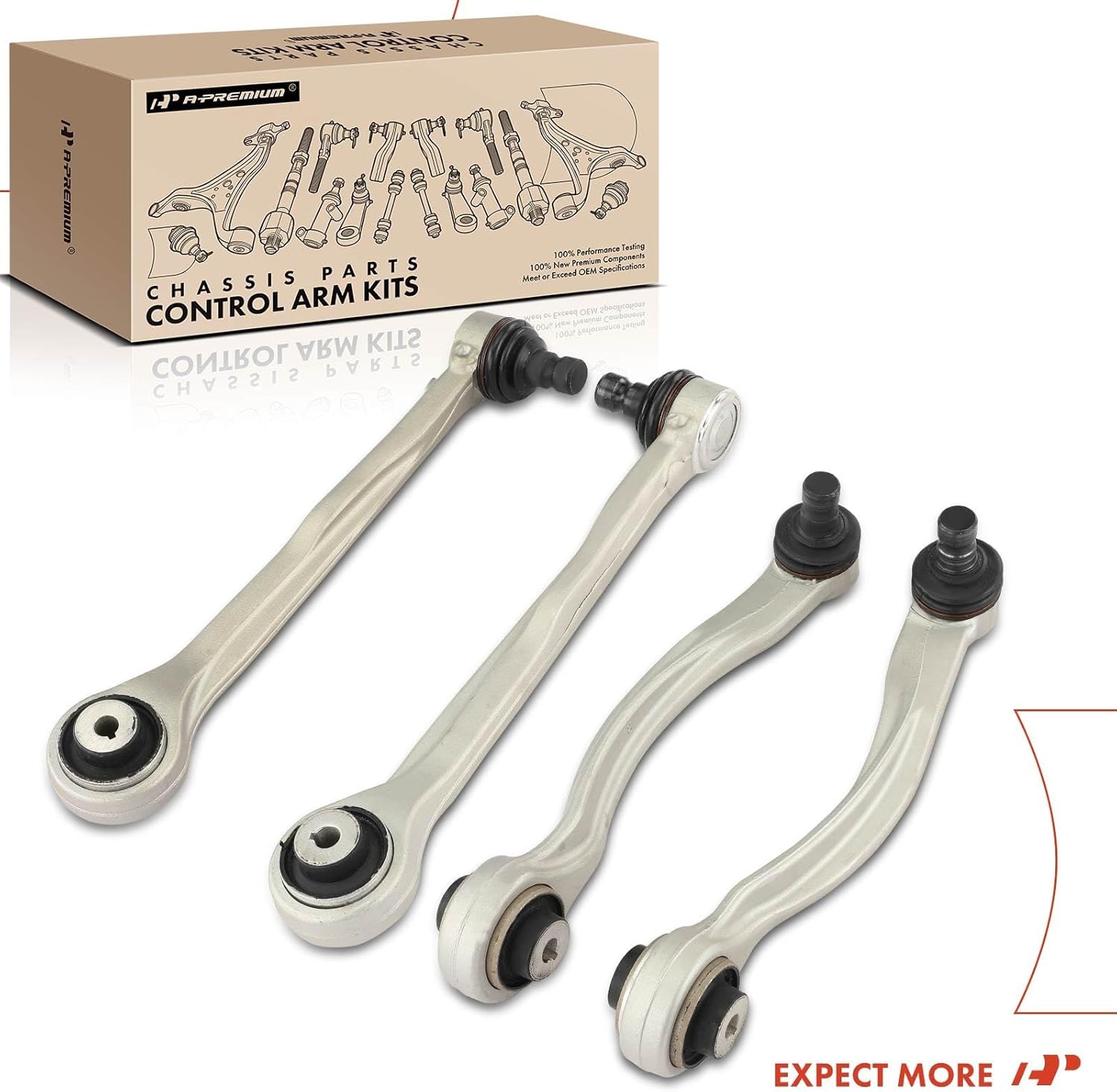 A-Premium Set of 4, Front Upper Forward and Rearward Control Arm, with Ball Joint & Bushing, Compatible with Audi Q5 2018-2022, Q7 2017-2022, SQ5 2018-2022 & Porsche Cayenne 2019-2020