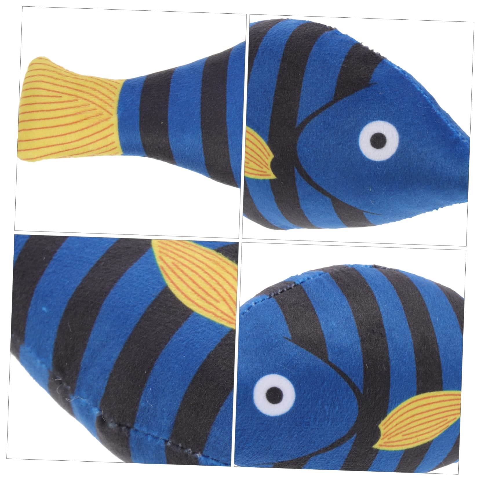 YARNOW Jouet Poisson-Chat à l'herbe à Chat Biologique Peluche Douce, Taille Moyenne, Bleu Rayé, pour Jeu Intérieur et Stimulation Dentaire, Convient aux Chatons et Chats Adultes