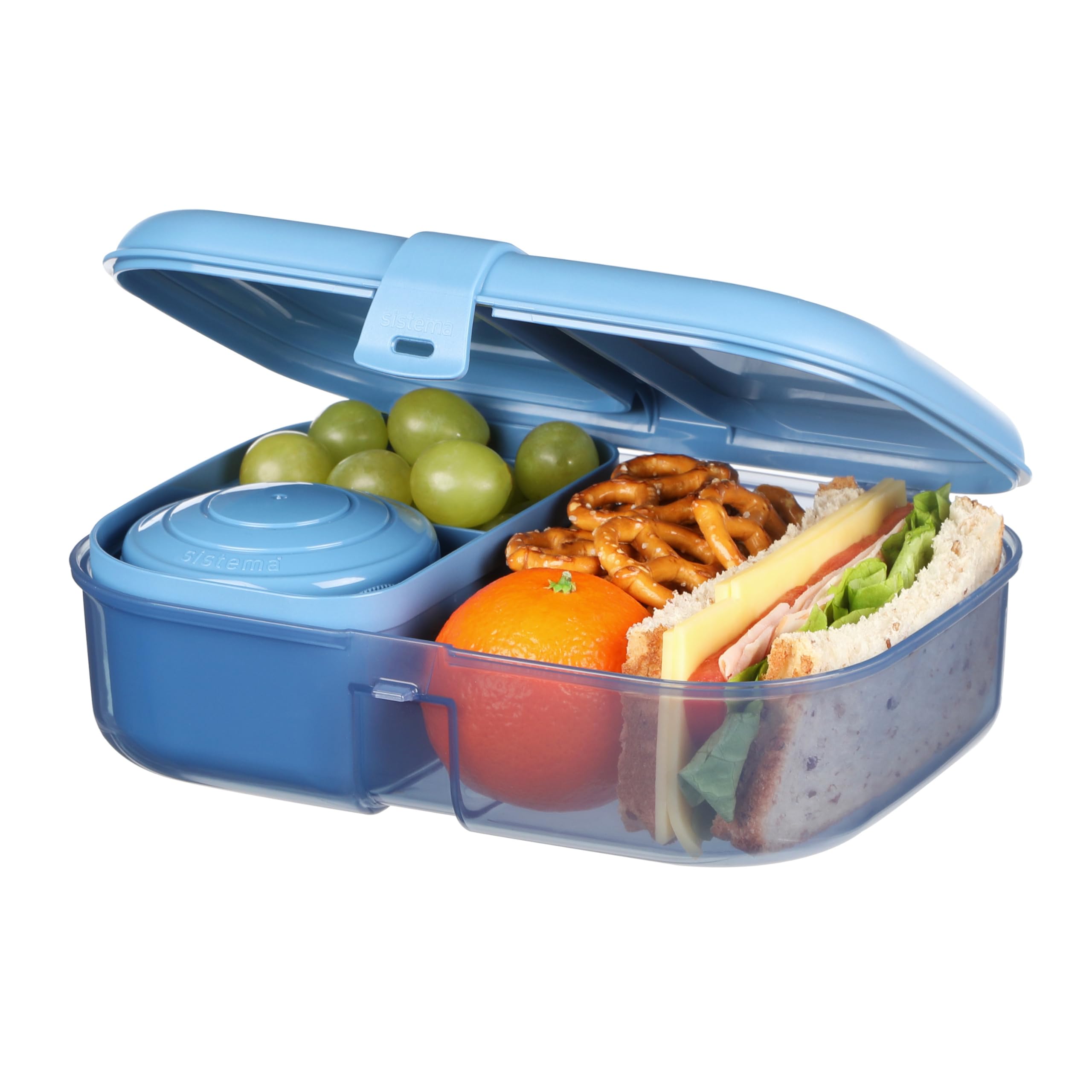 Sistema Ocean Bound Plastic Bento Box | Lunch Box da 1,​1 L con vasetto per yogurt/​frutta e scomparti | Teal Stone O Mountain Blue (Non selezionabile)