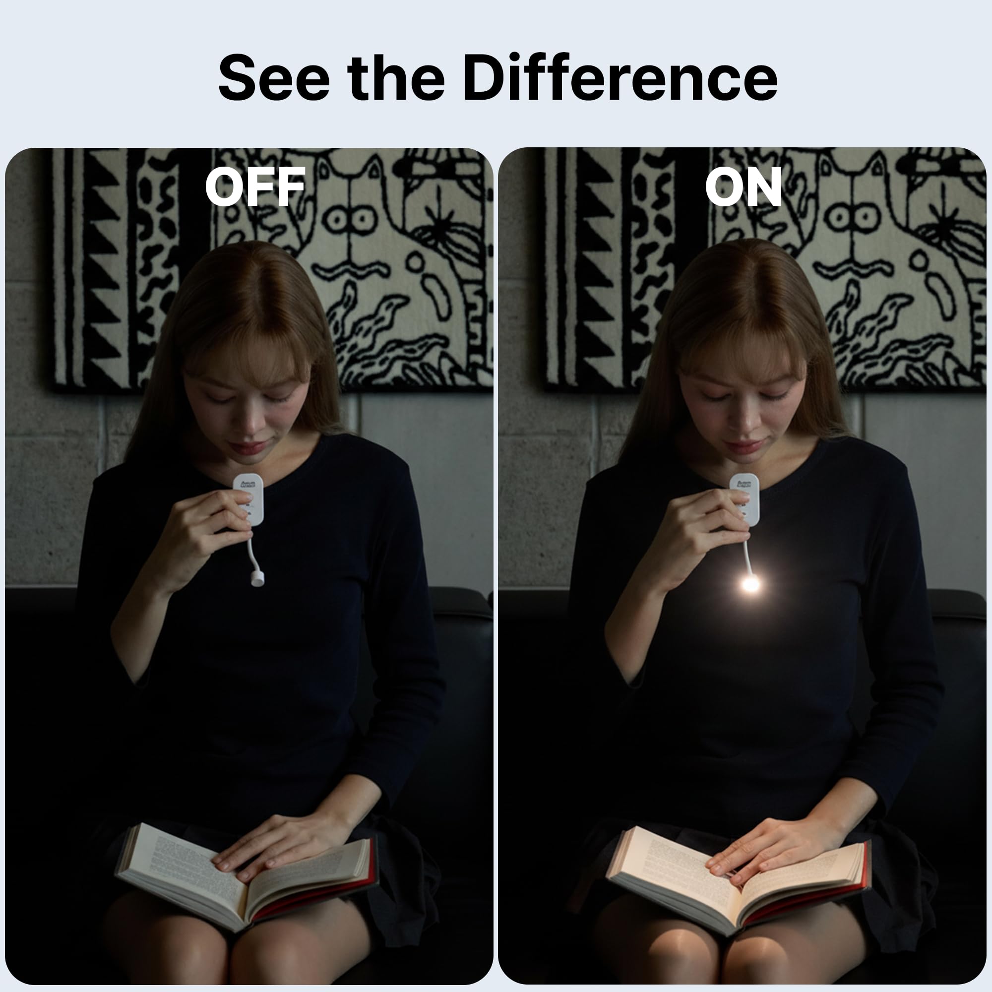 Luz de libro con clip para ropa con funda portátil, lámpara LED recargable por USB para leer en la cama, 3 modos de color amigables con los ojos, atenuación de 3 niveles, gran regalo para