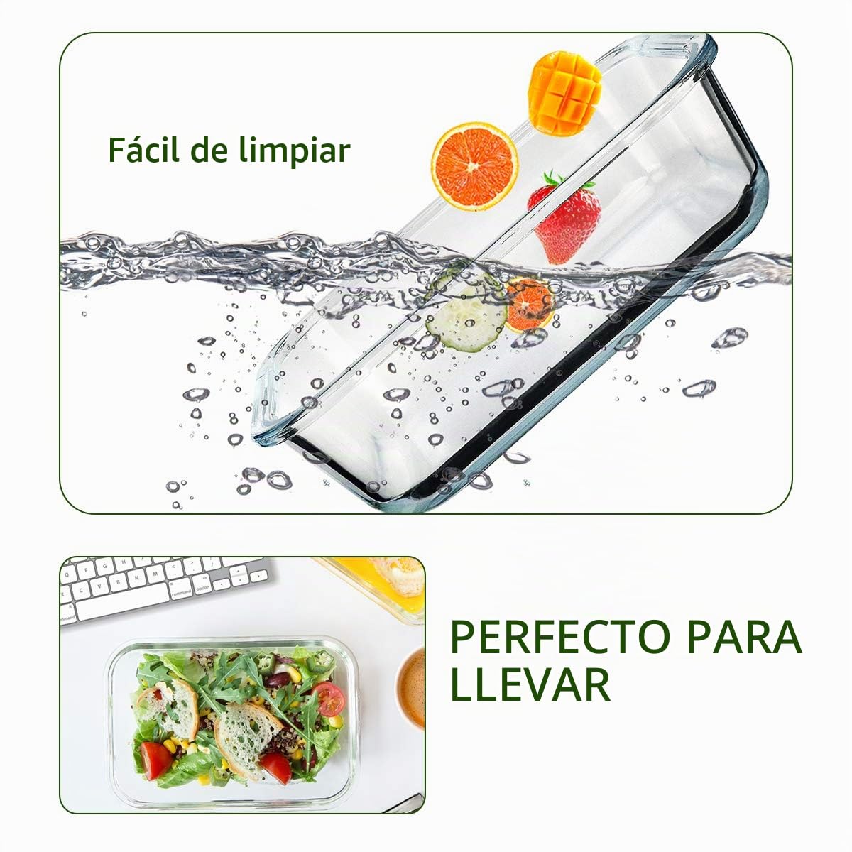 M MCIRCO Juego de 8 tarros de cristal de 860 ml para conservar alimentos, aptos para lavavajillas, microondas y congelador - A prueba de fugas