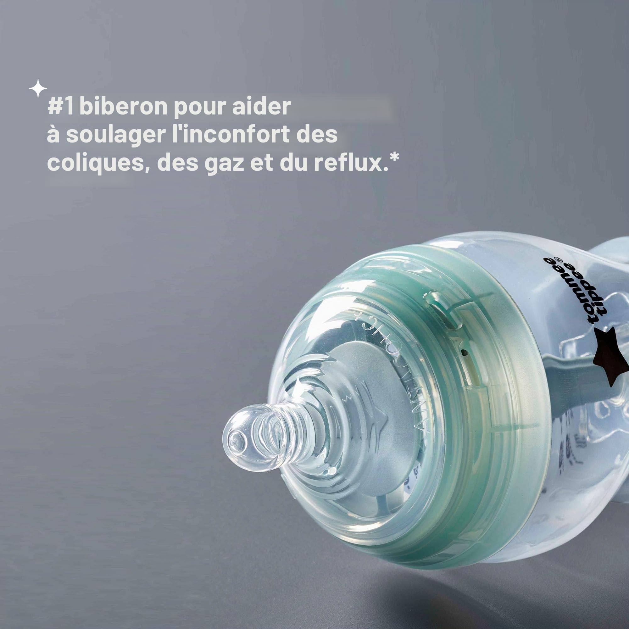 Tommee Tippee Kit de démarrage avancé anti-coliques pour nouveau-né, tétines à débit lent et système de ventilation anti-colique unique, tailles mixtes