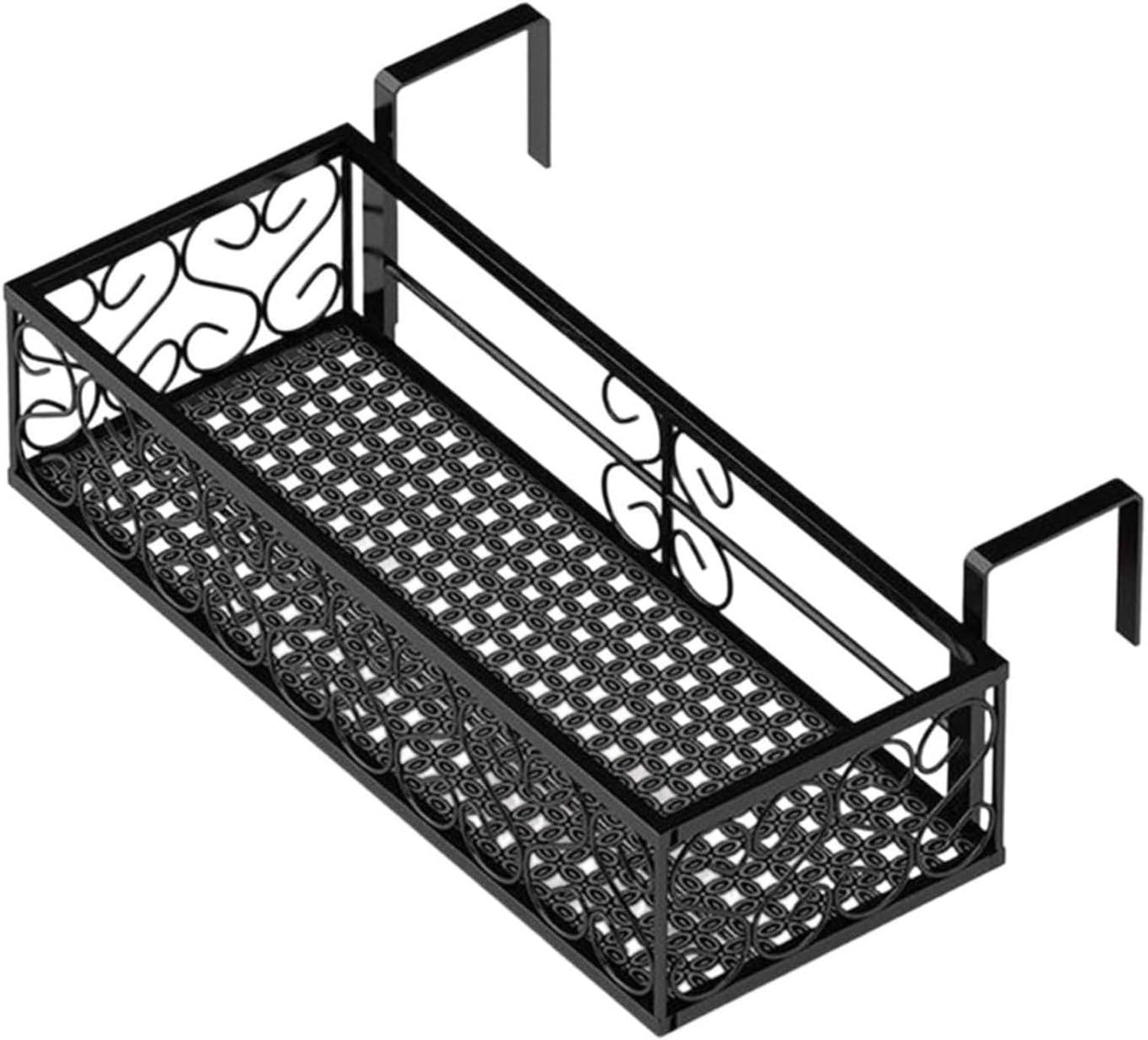 Wiszący kosz na kwiaty na poręcz balkonu półka okienna kwietnik ze stelażem montaż na barierkę donica wisząca na balustradę ogrodową, 50cm, 50cm