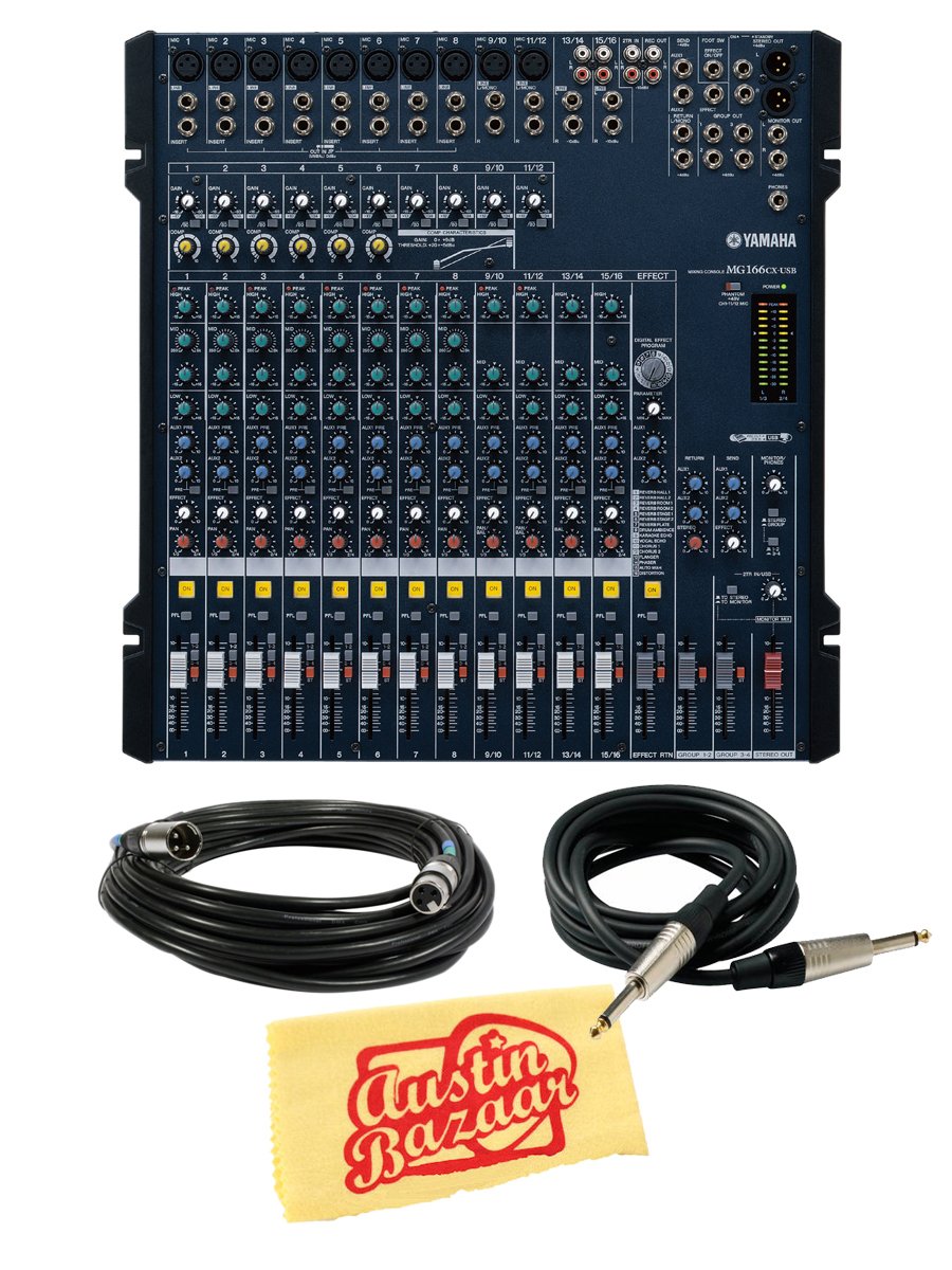 Yamaha MG166CX-USB 16-Input 6-Bus USB Rack Mountable Mixer Bundle