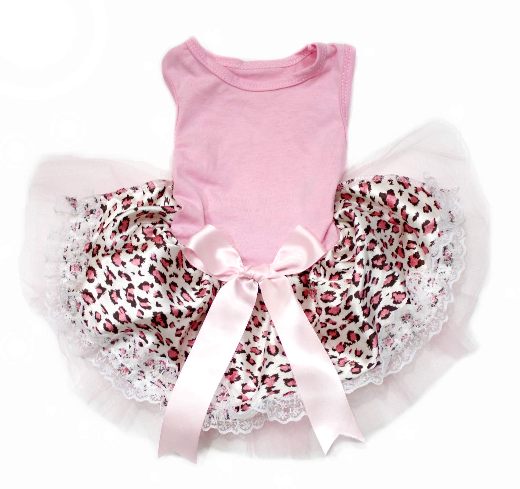 Petitebella Plain Leopard Theme Puppy Dog Dress (Pink/Leopard Lace, X-Large)