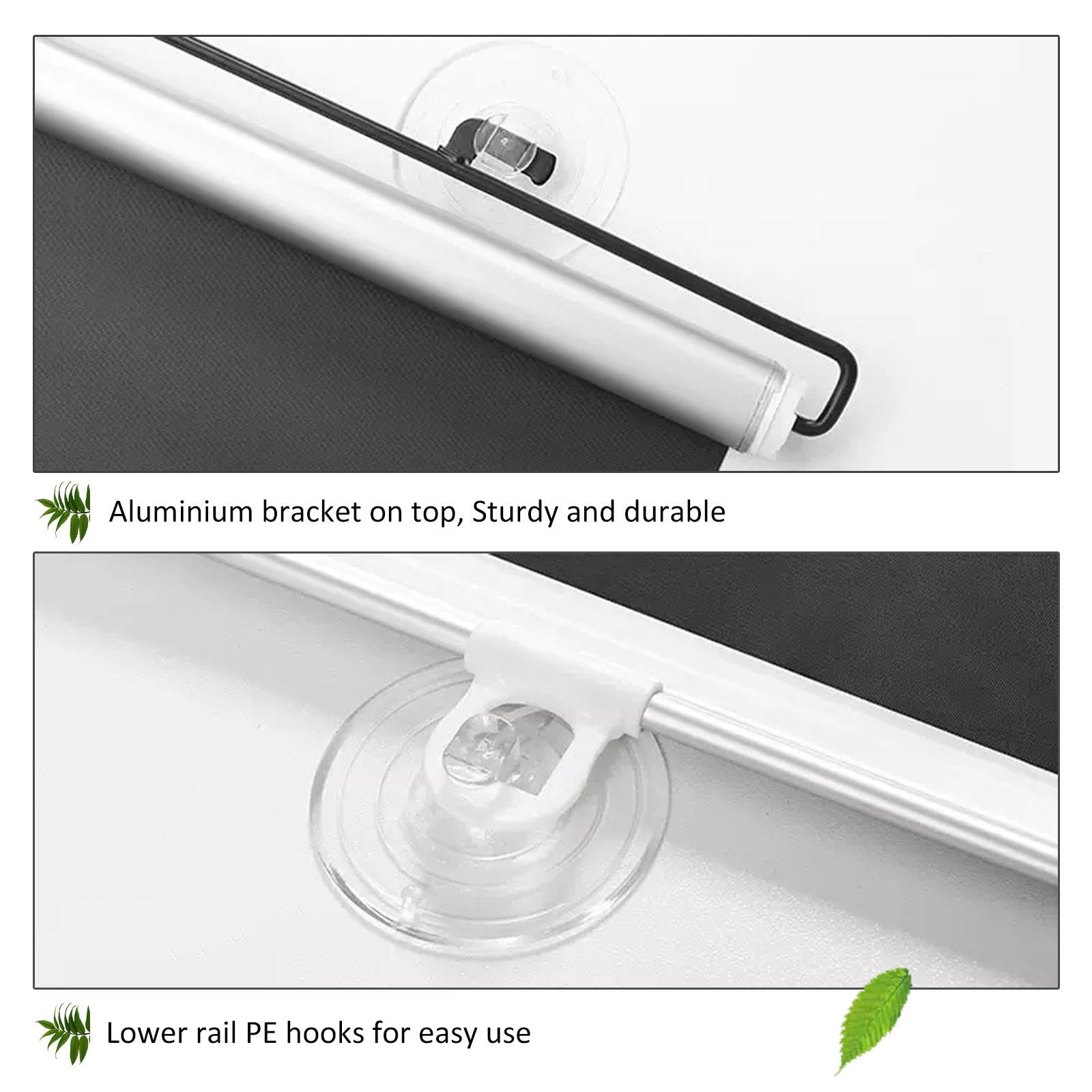 Blackout Roller Blinds No Drilling,Sunscreen Sunshade Window Roll Up Shades with Suction Cups,Privacy Curtains,Temporary Blinds Black,Retractable Sun Shades,Customisable,W×H-35 * 120cm(14 * 47in)