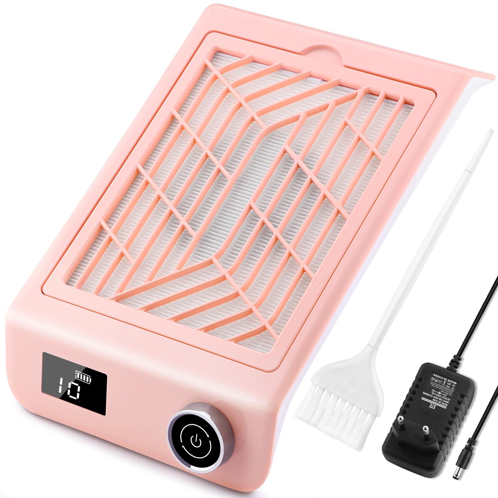 Aspiradora de Uñas Recargable, Aspirador para Uñas Profesional sin Cable, con Filtro Reutilizable y Cepillo, Colector de Polvo de Uñas, Extractor de Polvo para Uñas, Máquina de Succión con Ventilador