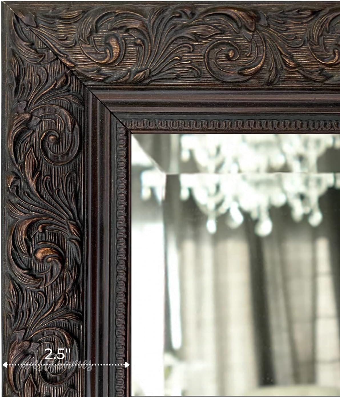 West Frames Bella French Ornate Embossed Wood Framed Wall Mirror (24.25" x 34.25", Antique Bronze)