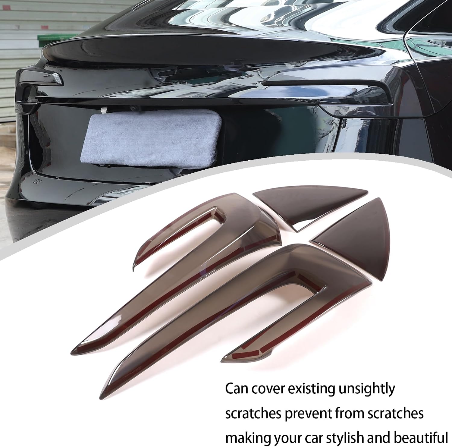Car Rear Tail Light Cover Tail Lamp Shell Shade Compatible with Tesla Model 3 2023 2024 ABS Taillight Shell Trim Cover Smoked Tail Light Lamp Cover Trim Protect Frame Decorative Accessories (23+)