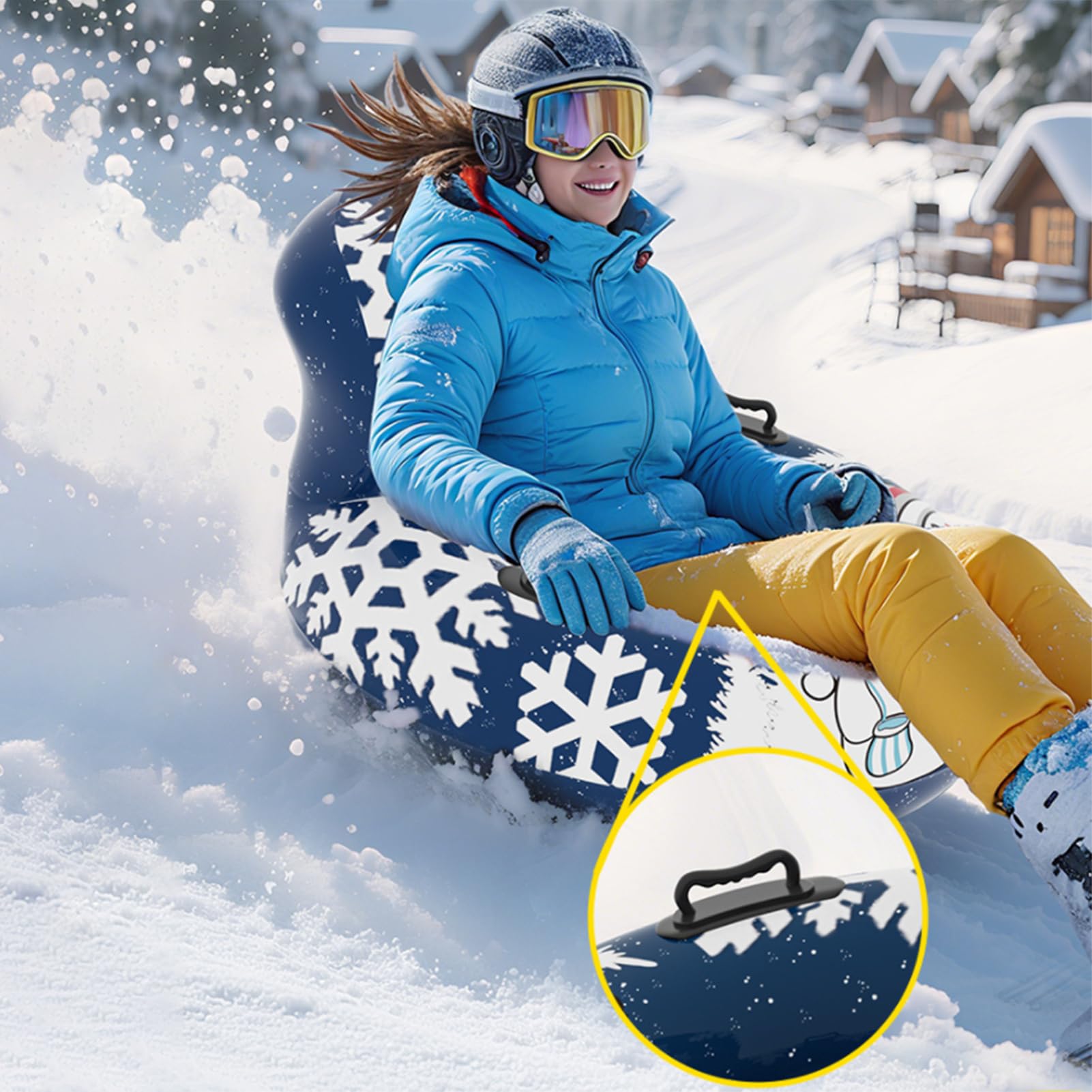 Tubo Da Neve Ad Alta Resistenza Tubo Da Neve Gonfiabile Con Maniglia | Ciambella Da Slittino Antiusura per Giardino Spiaggia Piscina Festa Inverno