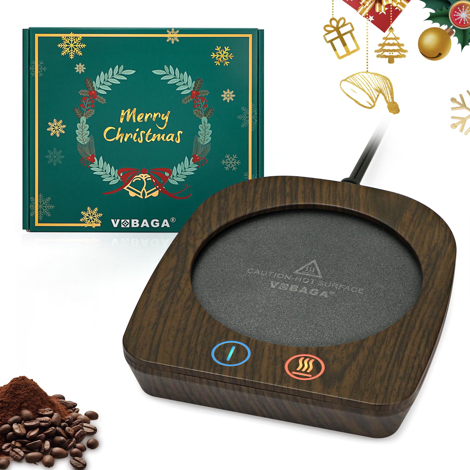 VOBAGA Coffee Warmer &amp; Mug Warmer for Home Office Home Desk Use, Electric Cup Warmer with 3 Temperature Settings for Tea, Milk, Cocoa with Auto Shut Off After 4 Hours, Coffee Gift