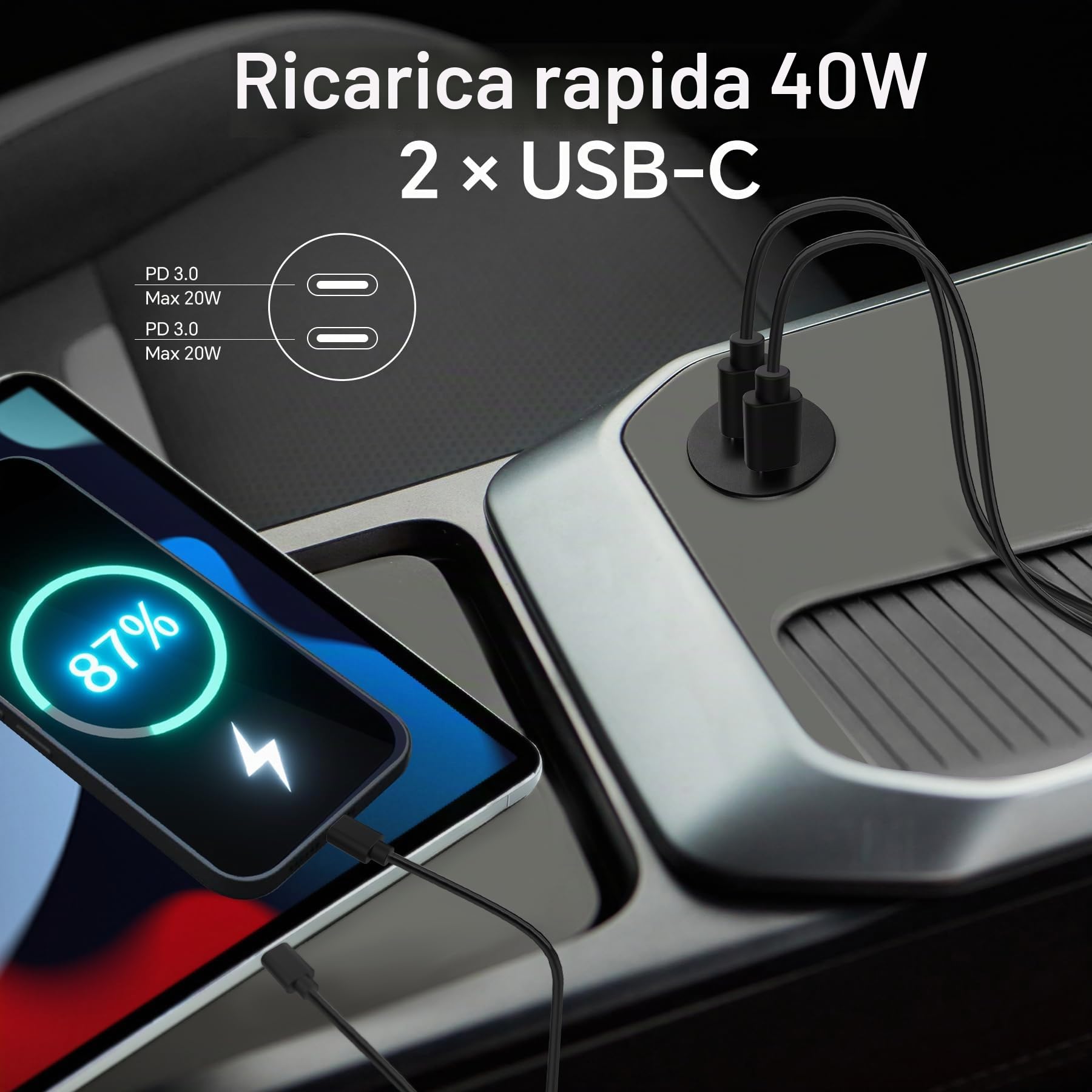Presa USB 12V Camper Auto, Alluminio Dual Porta Tipo C PD 3.0 20W Caricatore per Roulotte Barca Camion, Carica Rapida 2pcs