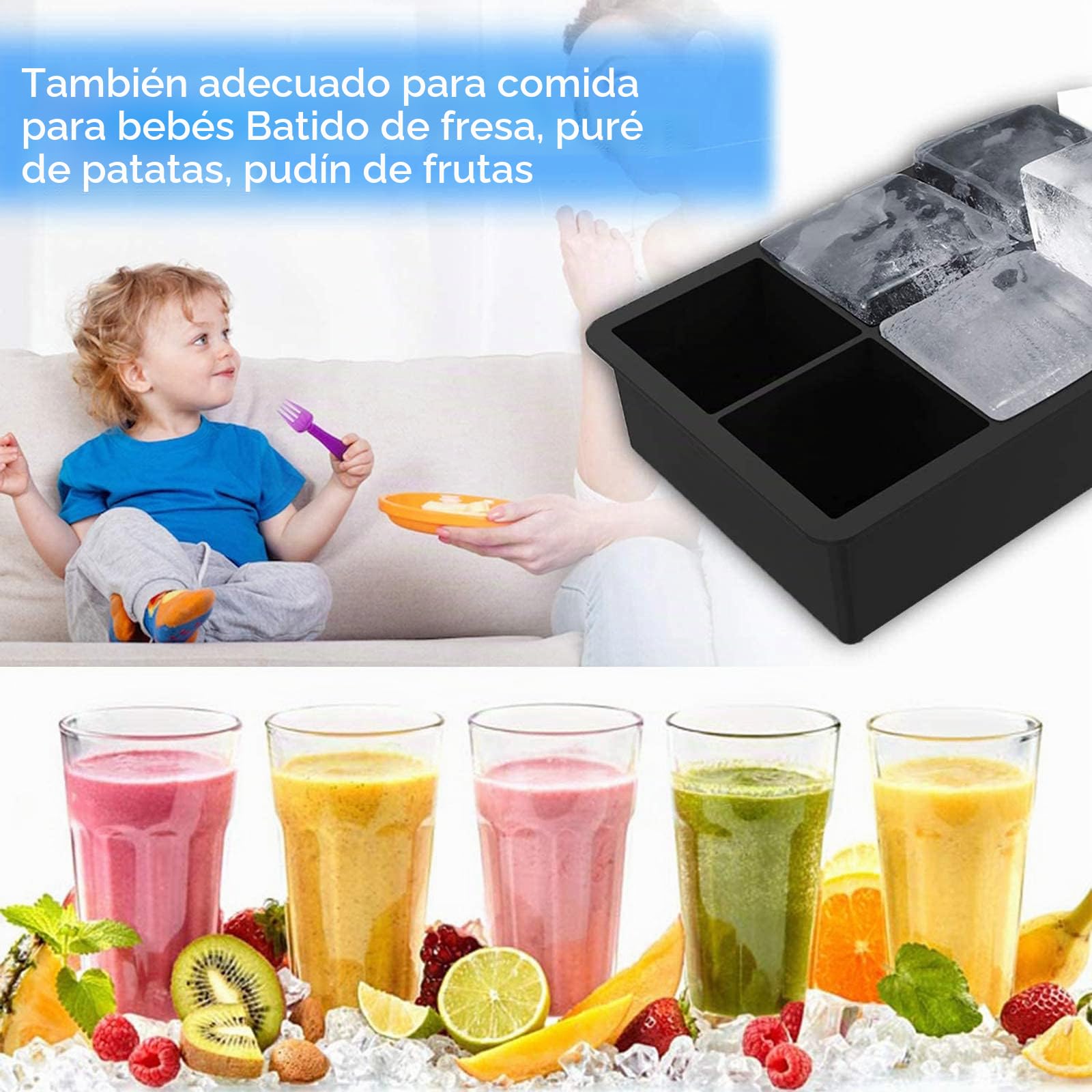 Cubitera Silicona 2 Piezas Molde Hielo Redondo con Embudo Sin BPA Reutilizable para Whisky Cócteles