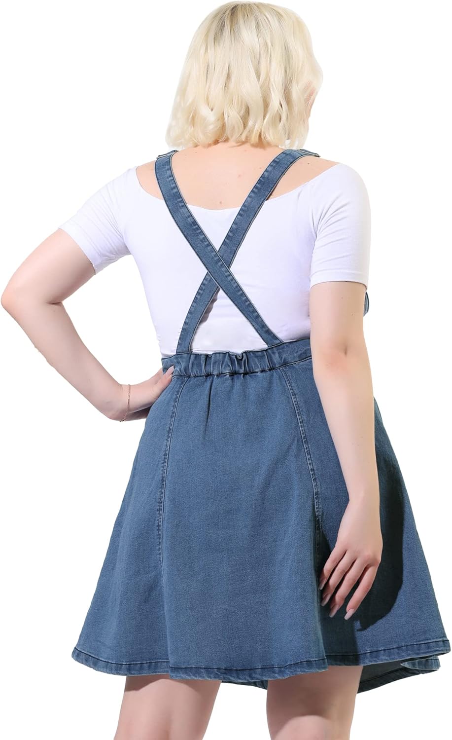 Agnes Orinda Denim Overall Dress for Women Plus Size Adjustable Strap Sleeveless Pinafore Jean Romper Dresses with Pockets - Image 5