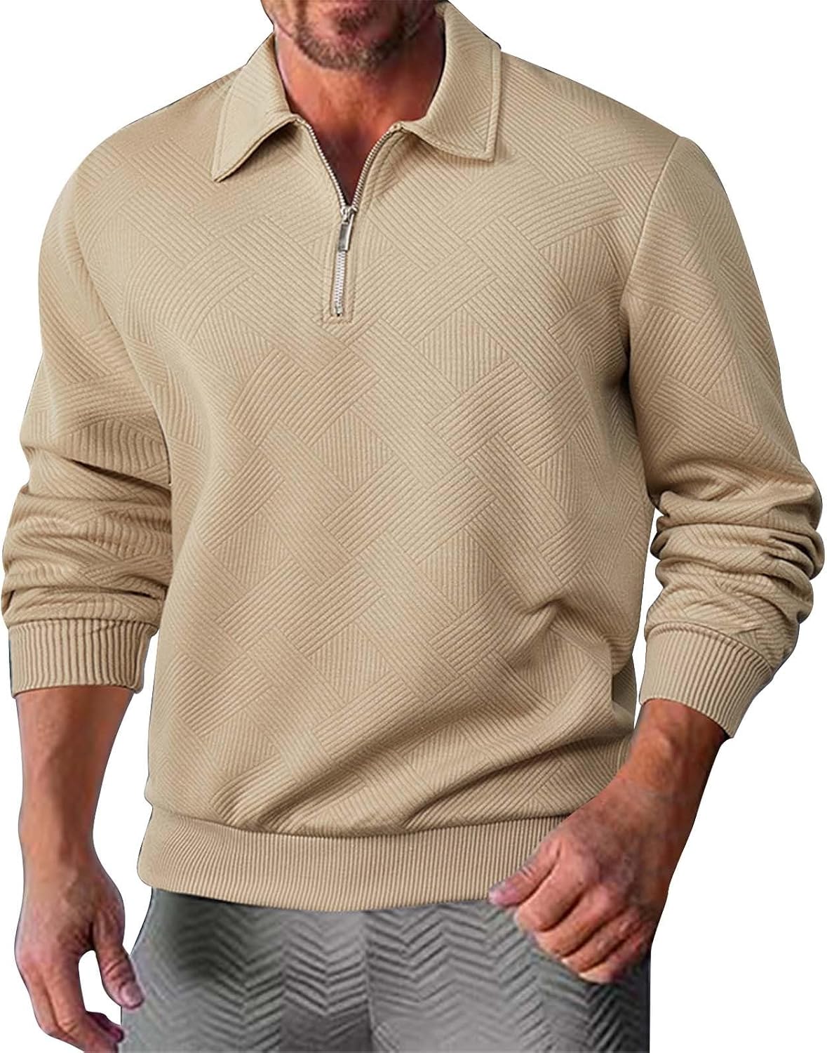 Felpa Uomo Mezza Zip Senza Cappuccio – French Fleece Leggero Per Autunno E Inverno