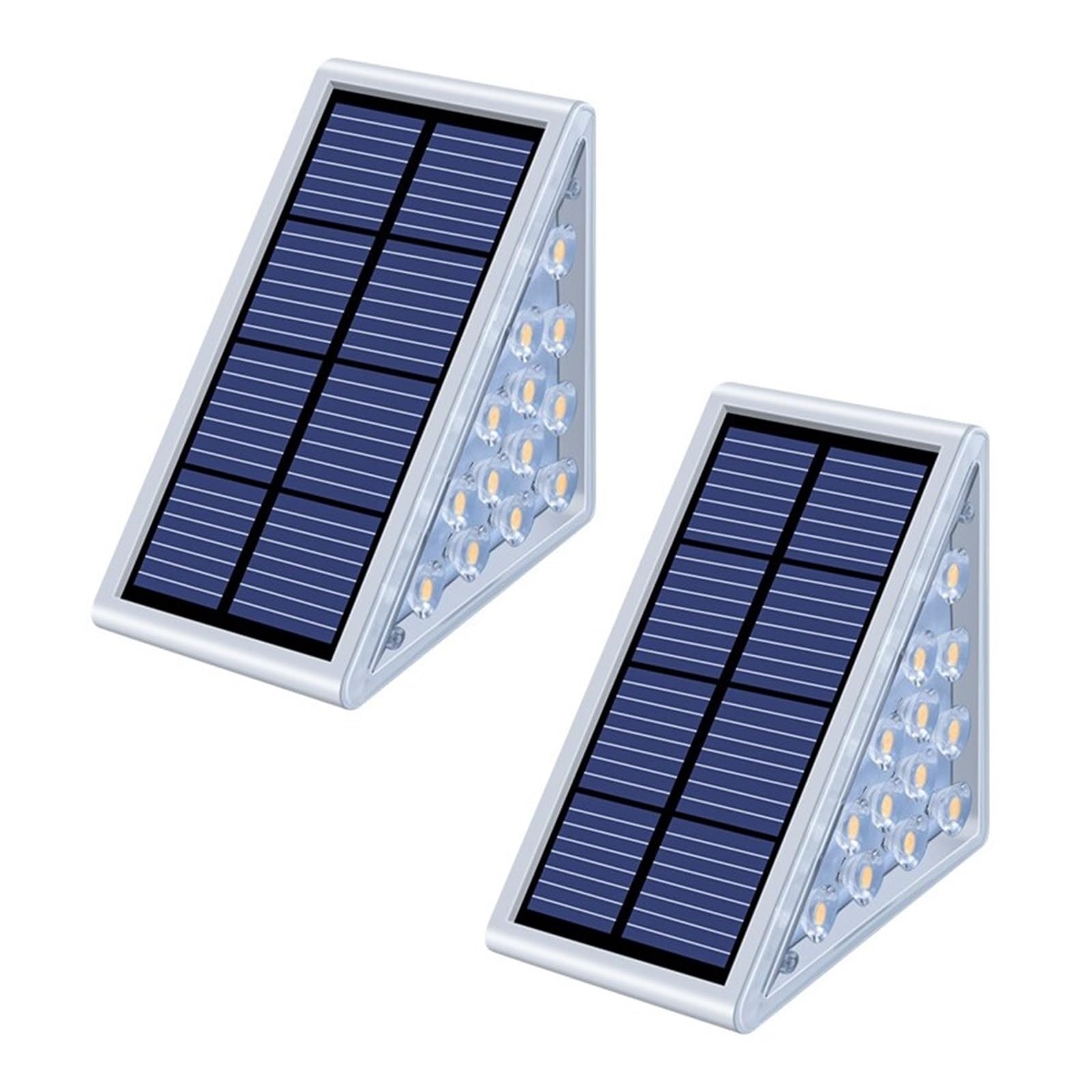Lámpara LED De Paso For Escalera, Luz Solar Impermeable IP67 For Exteriores Con Lente, Diseño Antirrobo, Iluminación Decorativa For Camino Cubierta Jardín Sensor De Movimiento(2PCS,White)