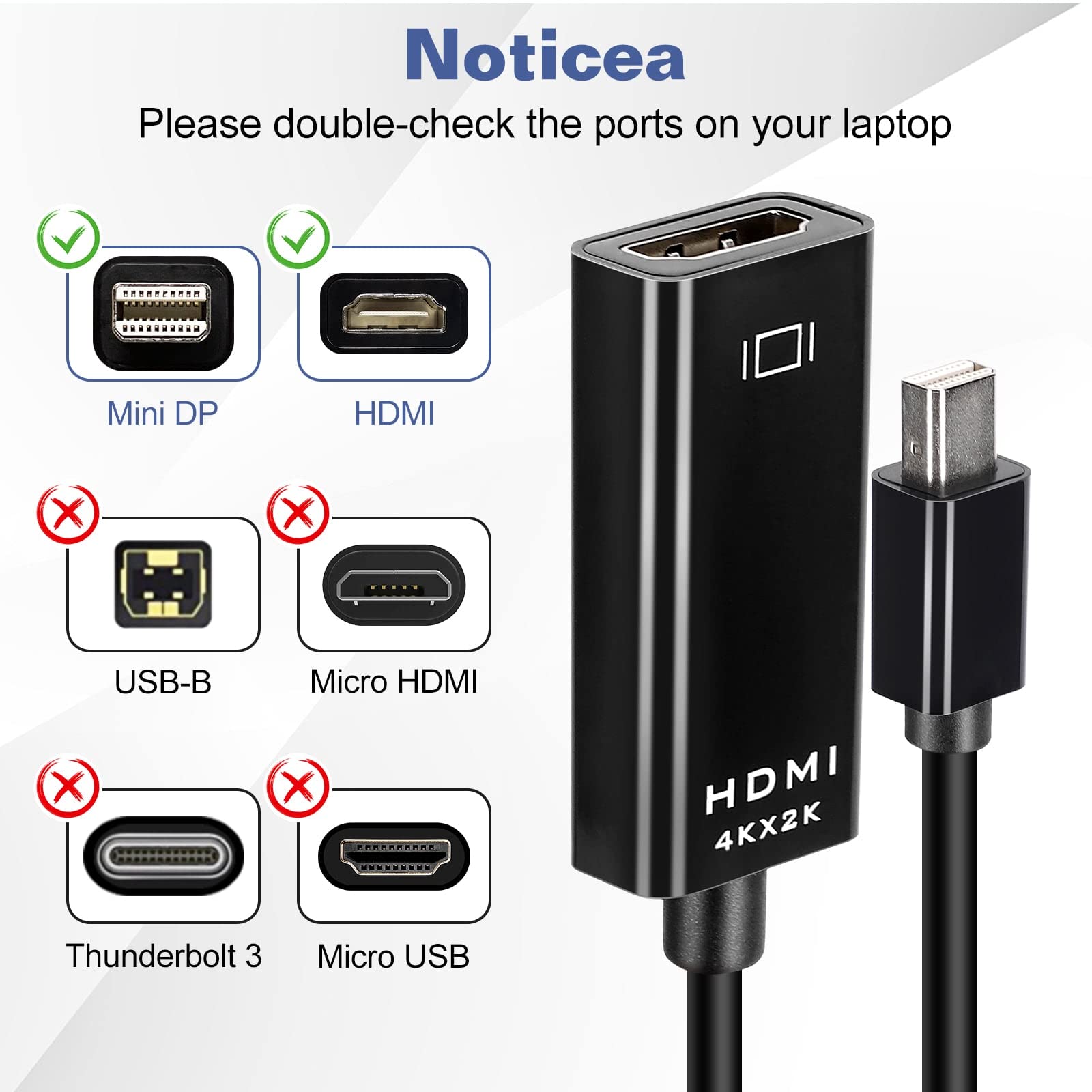 Mini DisplayPort to HDMI Adapter for Lenovo T430 Mini DP to HDMI Adapter Compatible with MacBook Air/Pro, Microsoft Surface Pro/Dock, Projector and More 1-Pack