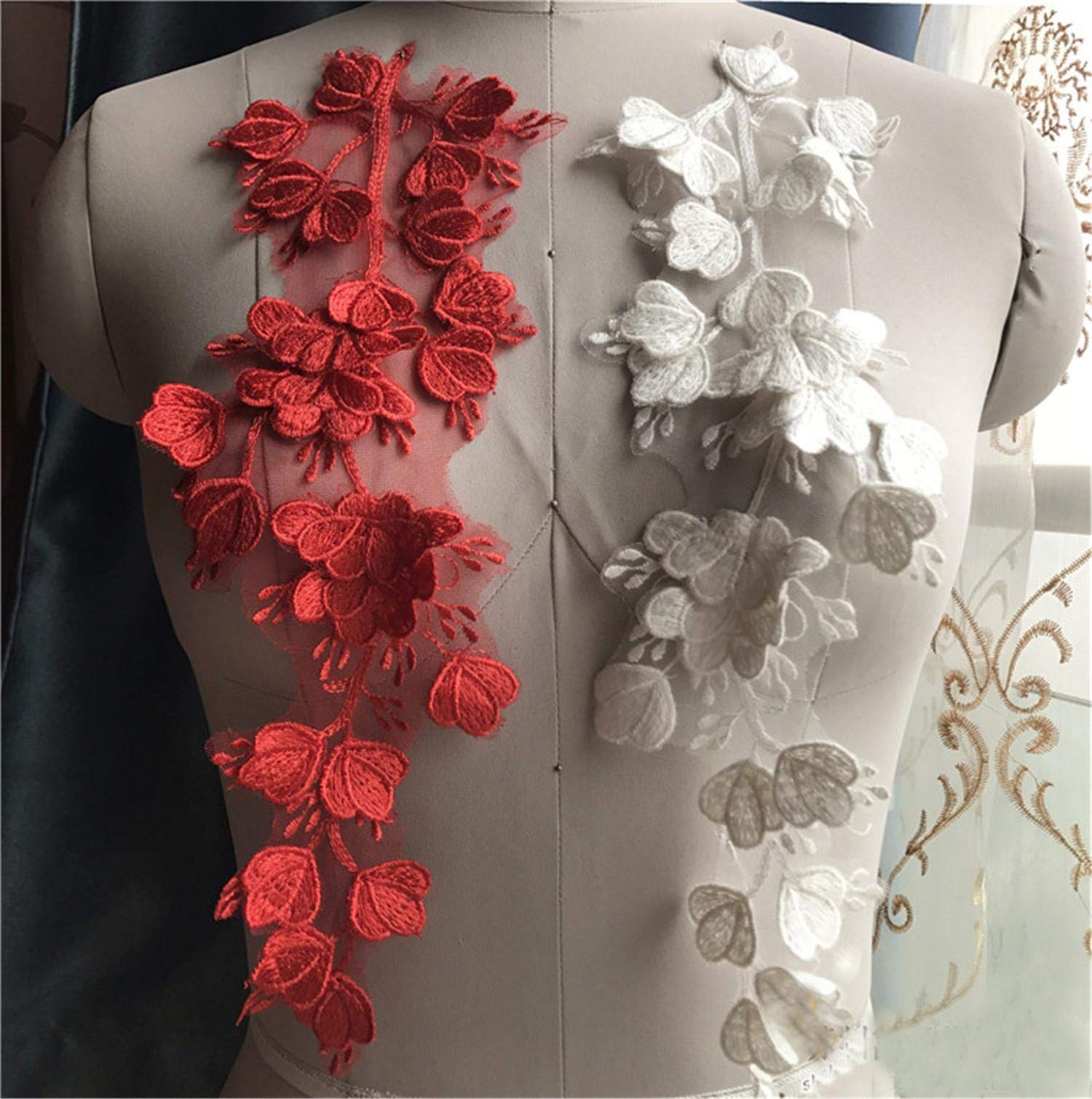 Gorgecraft 5 Yard Girasole Fiore Pizzo Trim Ricamo Nastro Scuro Color Salmone Fai Da Te Pizzo Floreale Applique Cucito Mestiere Bordo Del Merletto Trim Per Abiti Da Sposa Abbellimento Fai Da Te