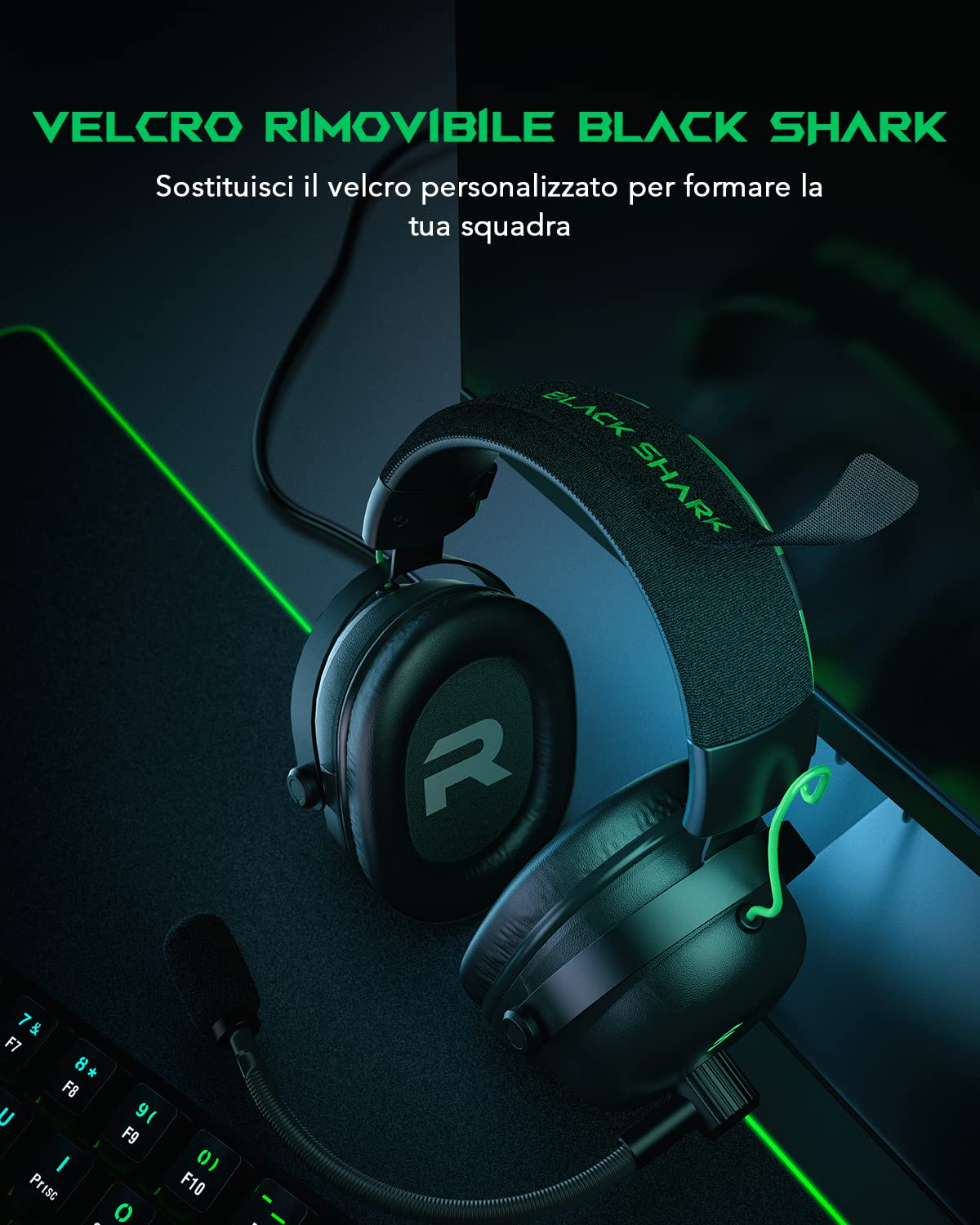 Black Shark Cuffie Gaming con Microfono Cardioide che Elimina i Rumori, Cuffie da Gaming per PC, PS4, PS5, Xbox, Switch, Driver Dinamici 50mm, Over-ear Cuffie con Microfono e Luce LED