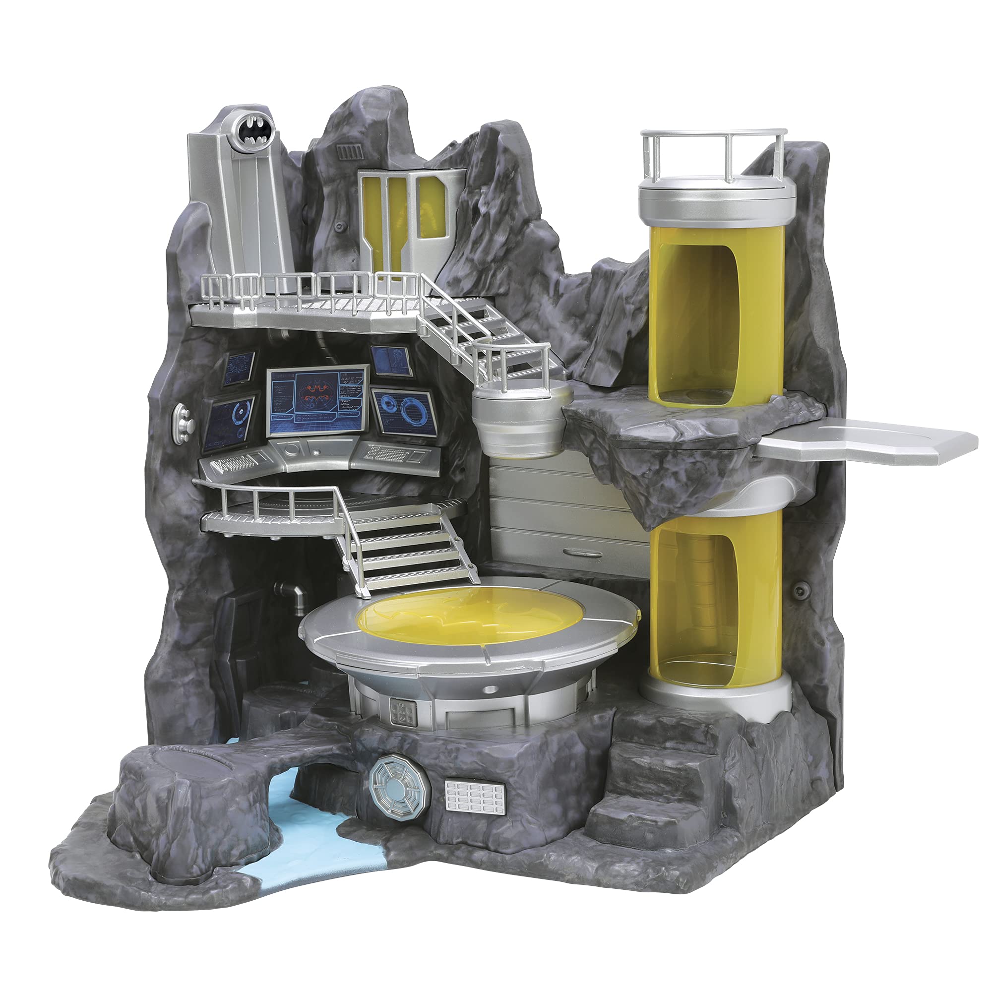 Dickie 253219001 Batcave with 6 Metal Nano 1 Medium Figure, Platform with Light, Sliding Doors, Suitable for Ages 5 Years