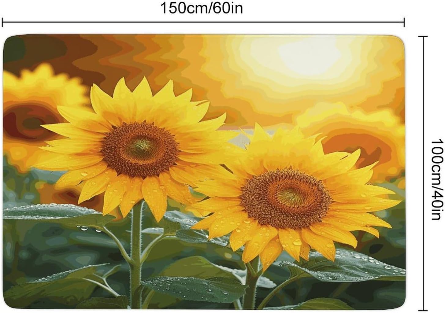 Sunflower Flowers Carpet for Living Room,Washable Dining Room Non-Slip Under Table Rug 40“x60”Large Rugs Lndoor Home Decoration Stain Resistant Carpet for Bedroom