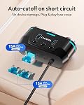 YANTU Corded Car Charger 3 Socket Cigarette Lighter Splitter Dual USB Car Charger with LED Voltage Monitor and Separate Switch Compatible for Most Phones and Other USB Devices
