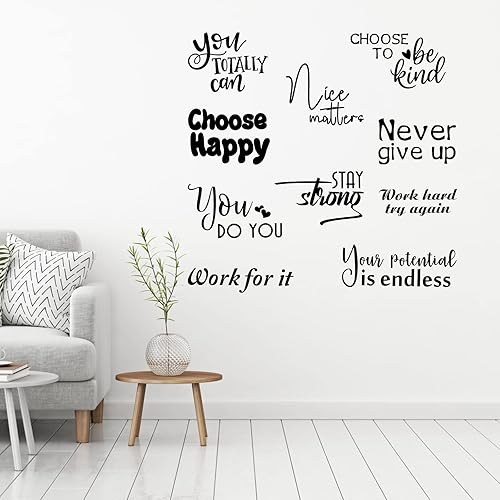 Miniatura 4 de 10 calcomanías inspiradoras de pared para despegar y pegar, citas positivas, decoración de pared, extraíble, impermeable, calcomanías motivacionales