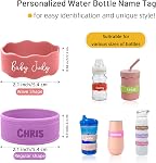 3 Piece Personalized Water Bottle Labels, Customized Silicone Baby Bottle & Sippy Cup Bands, Non-Slip Elastic Reusable, Personalized Gift for Boys, Girls, Christmas, Summer Camps, Baby Shower Gifts
