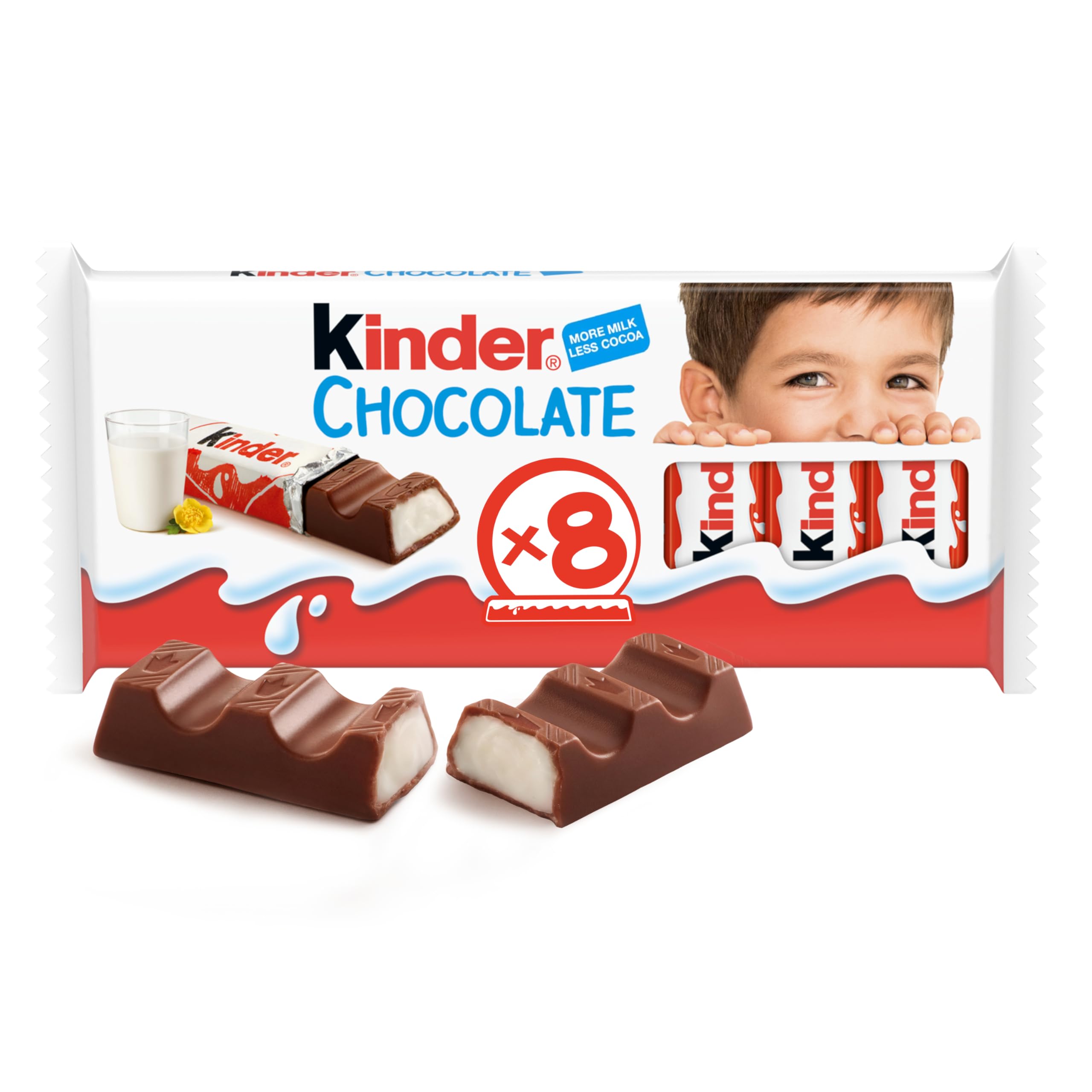 Kinder Milk Chocolate Small Bars with a Milky Filling, 8 x 12.5g
