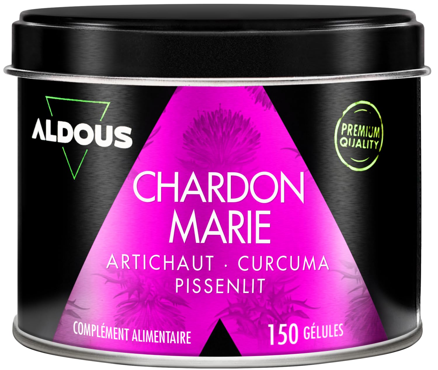 Chardon Marie avec Curcuma, Artichaut Pissenlit et Desmodium - 150 Gélules - 80% Silymarine - Hautement Concentré Extrait de Chardon Marie - Détox Foie, Digestion Difficile et Ballonnements - ALDOUS