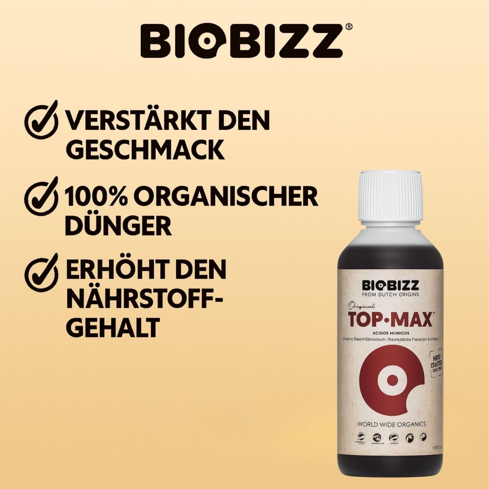 Weedness BioBizz Top Max 1 litres - Engrais Naturel Cultures de tomates en intérieur Orchidées liquides Bonsaïs biologiques NPK