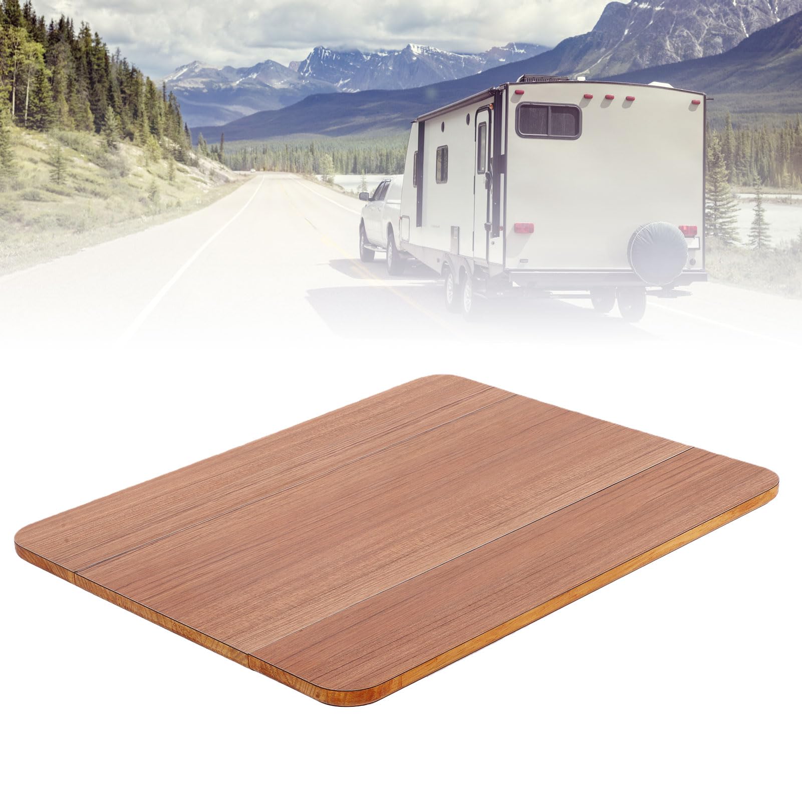 Tbest Mesa Plegable para Vehículos Recreativos para Remolques, Barcos y Yates, Mesa Marina de Madera Maciza, Diseño de Borde Seguro, Fácil Almacenamiento, Instalación de Fijación con