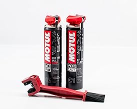 Gazoobike MC Care Motorcycle Chain Maintenance Pack, C1 Cleaner 400 ml + C2 Lubricant 400 ml with Cleaning Brush, Complete Kit for Motorcycle Chain