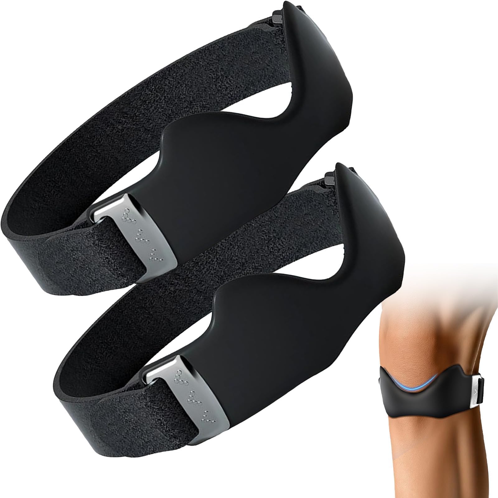 Kneeflex/Stryde Precision Knee Strap, Kneeflex Pro Patellaband, Knee Support Anti-Slip Silicone Material, Adjustable Design, Suitable For Running, Basketball And Squats (2)