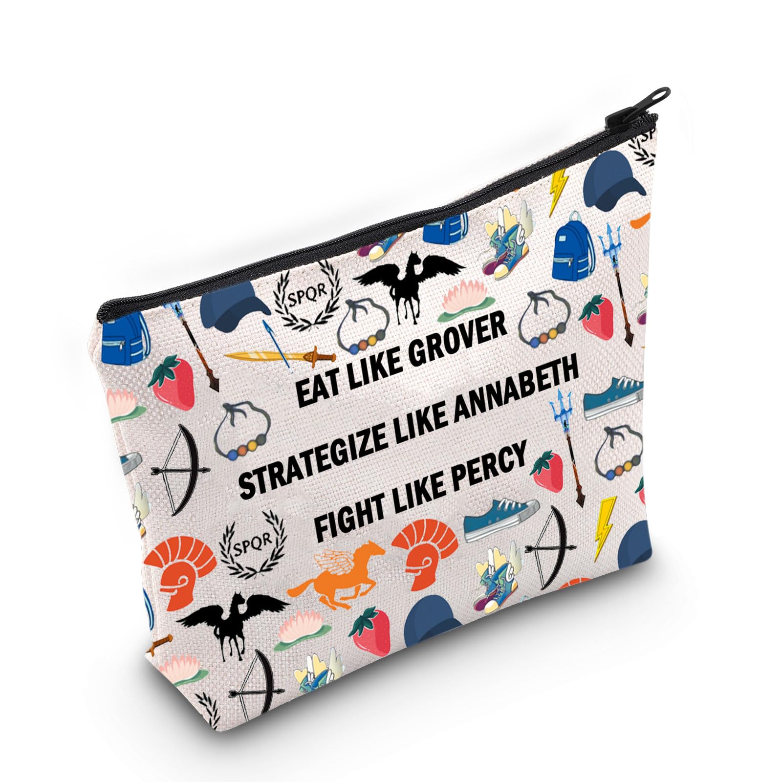 Gzrlyf Percy Movie Makeup Bag Book Lover Camp Half-Blood Movie Fans Gift Jakson Cosmetic Bag (EAT LIKE GROVER)