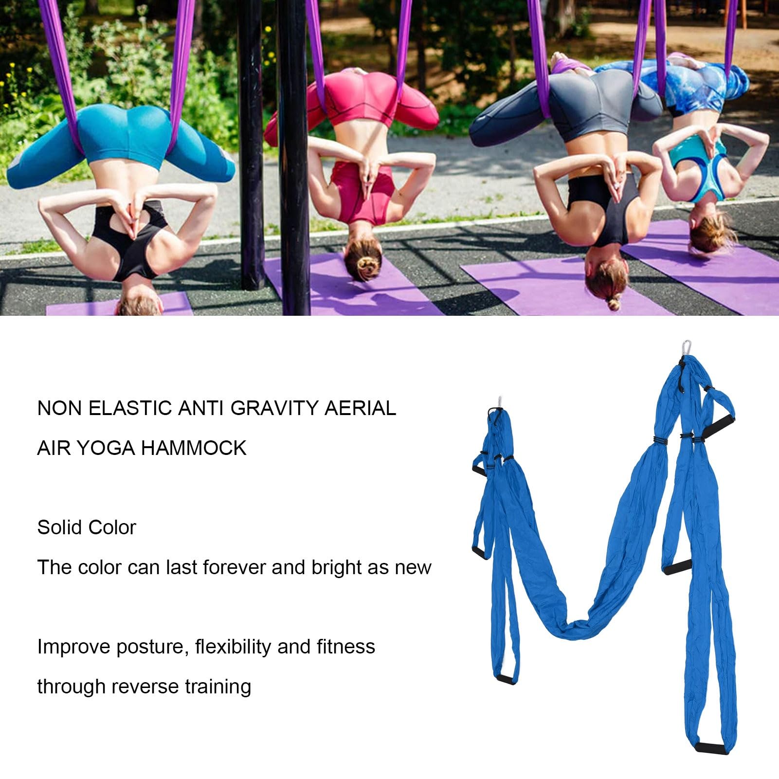 Jiawu Ensemble de Balançoire de Yoga Aérien, Coton Polyester Réglable pour Améliorer la flexibilité, Hamac de Yoga Suspendu, Exercice Physique pour Intérieur et Extérieur, Salle de
